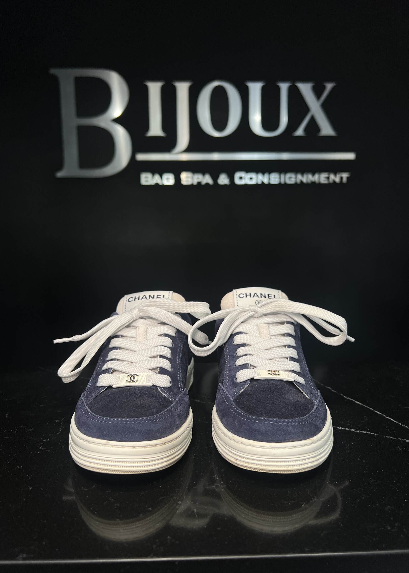 Chanel Chanel Navy Suede Sneakers 35.5