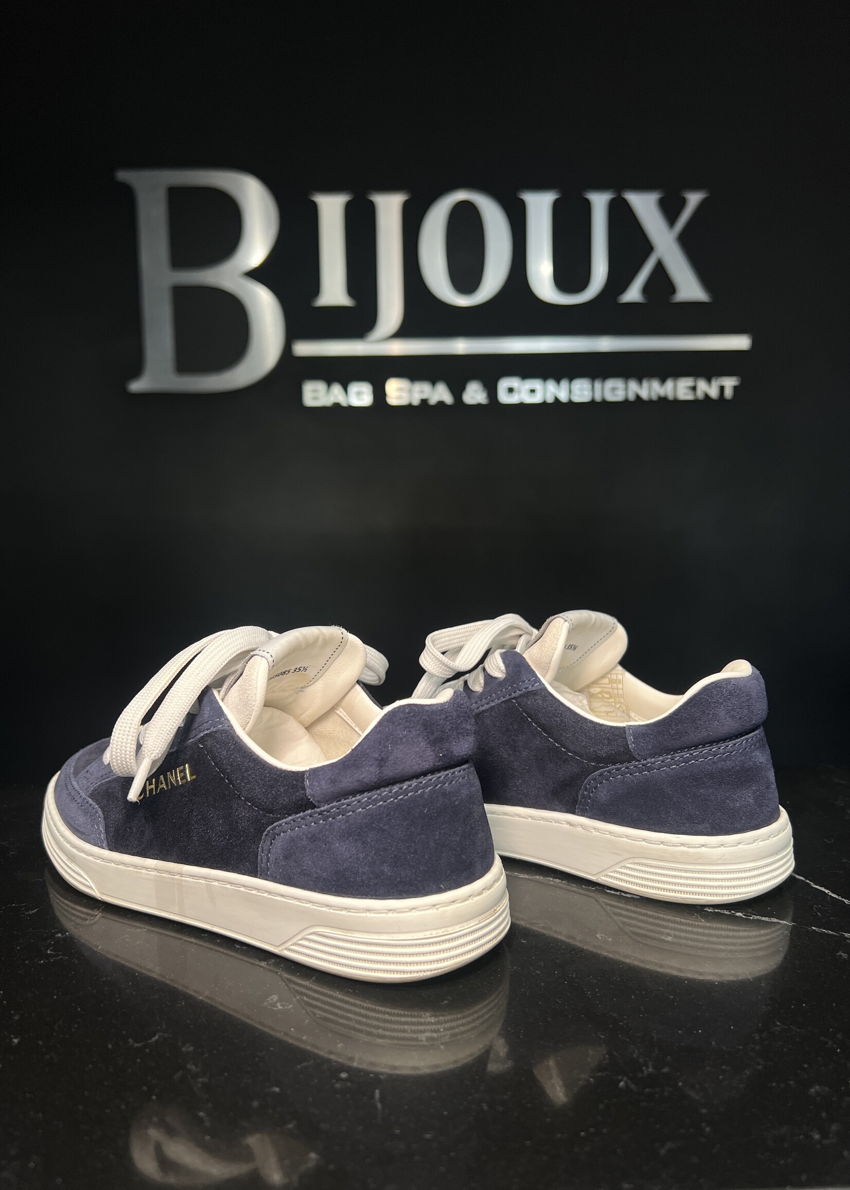Chanel Chanel Navy Suede Sneakers 35.5