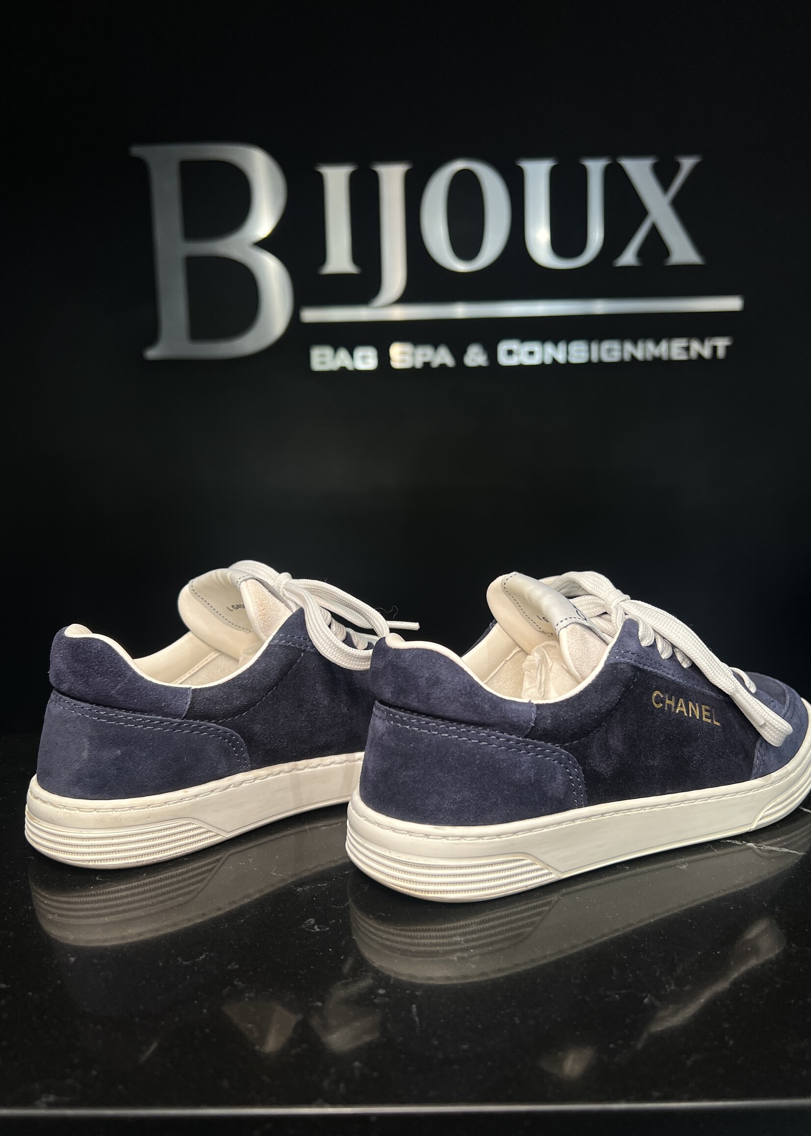 Chanel Chanel Navy Suede Sneakers 35.5