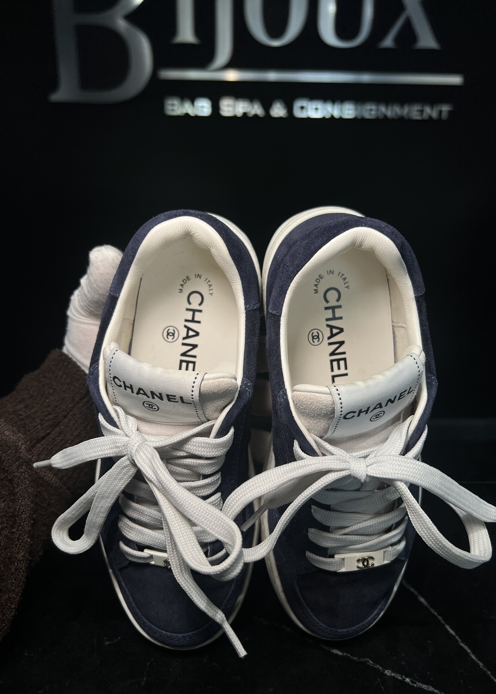 Chanel Chanel Navy Suede Sneakers 35.5