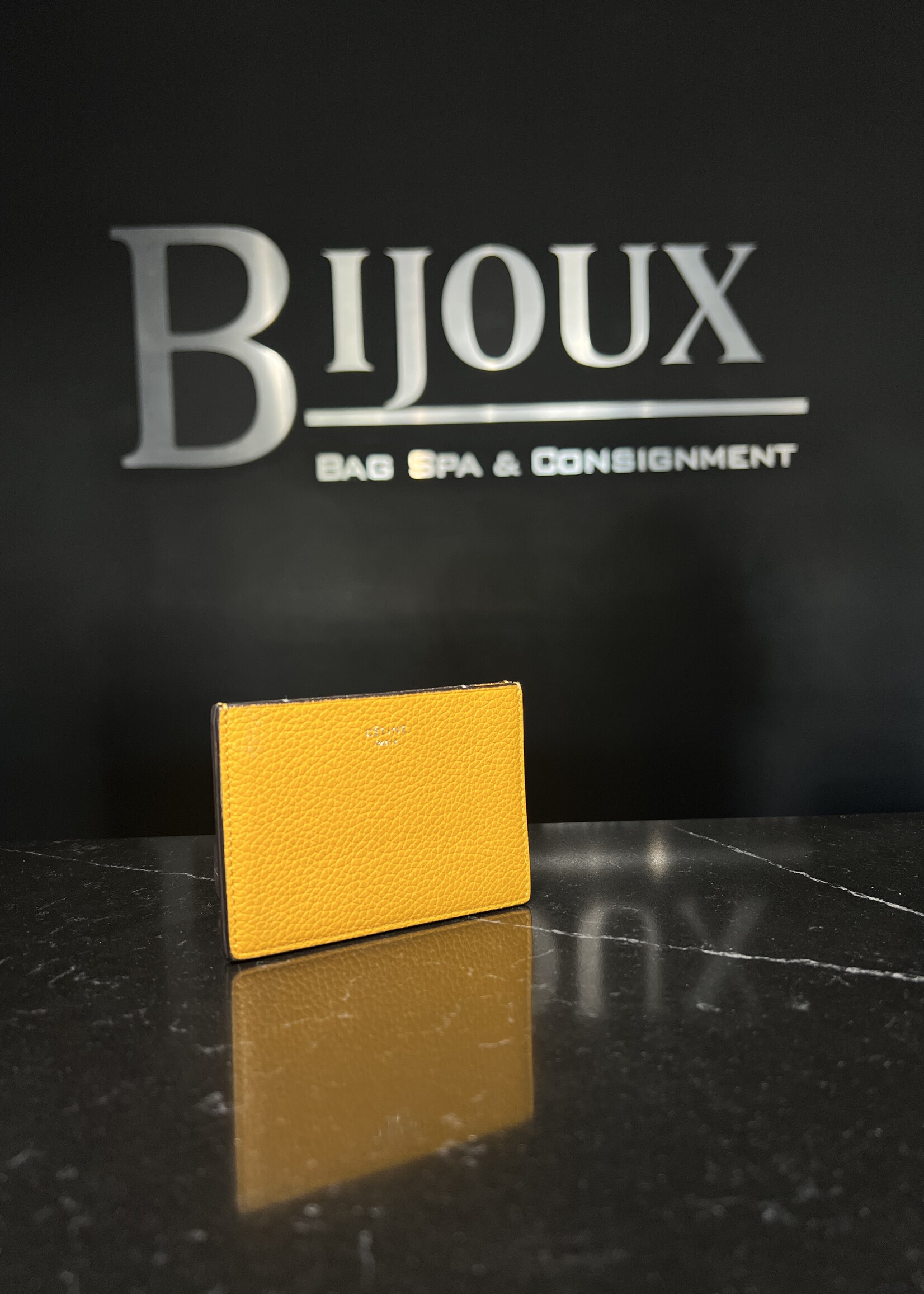 Celine Celine Yellow Grained Calfskin Cardholder