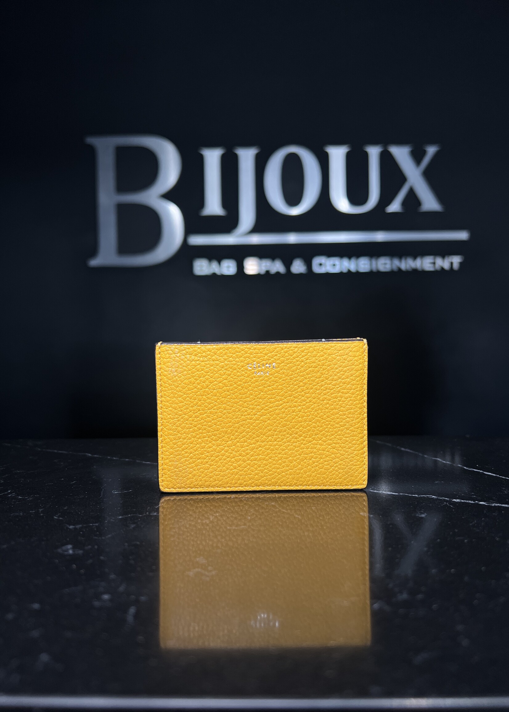 Celine Celine Yellow Grained Calfskin Cardholder