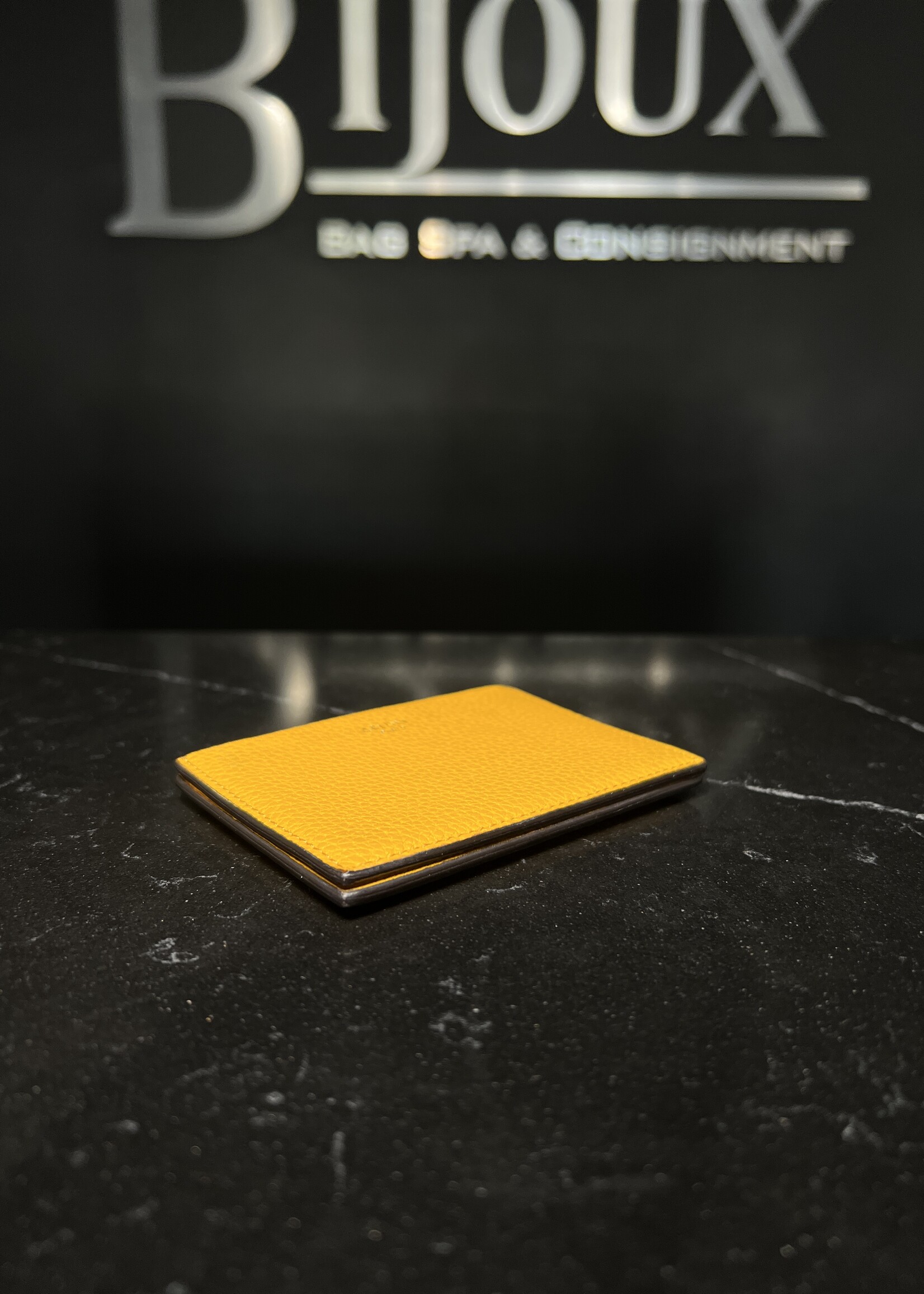 Celine Celine Yellow Grained Calfskin Cardholder