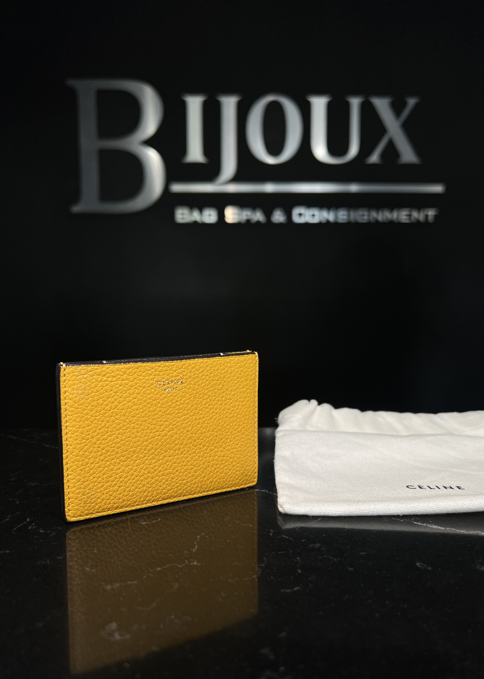 Celine Celine Yellow Grained Calfskin Cardholder