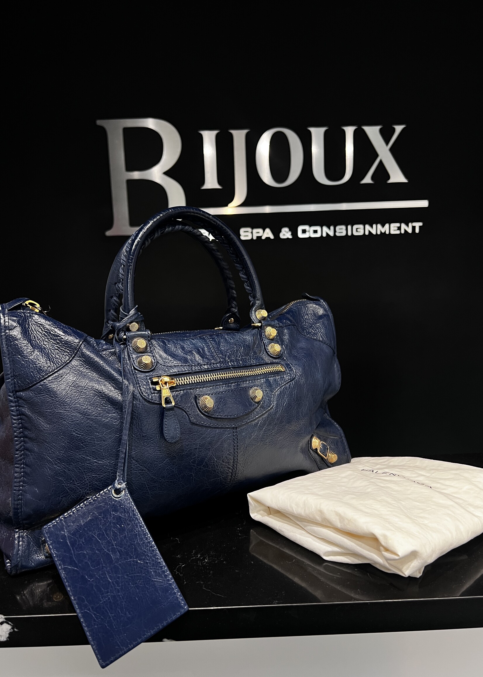 Balenciaga Balenciaga Agneau Giant Blue City Bag