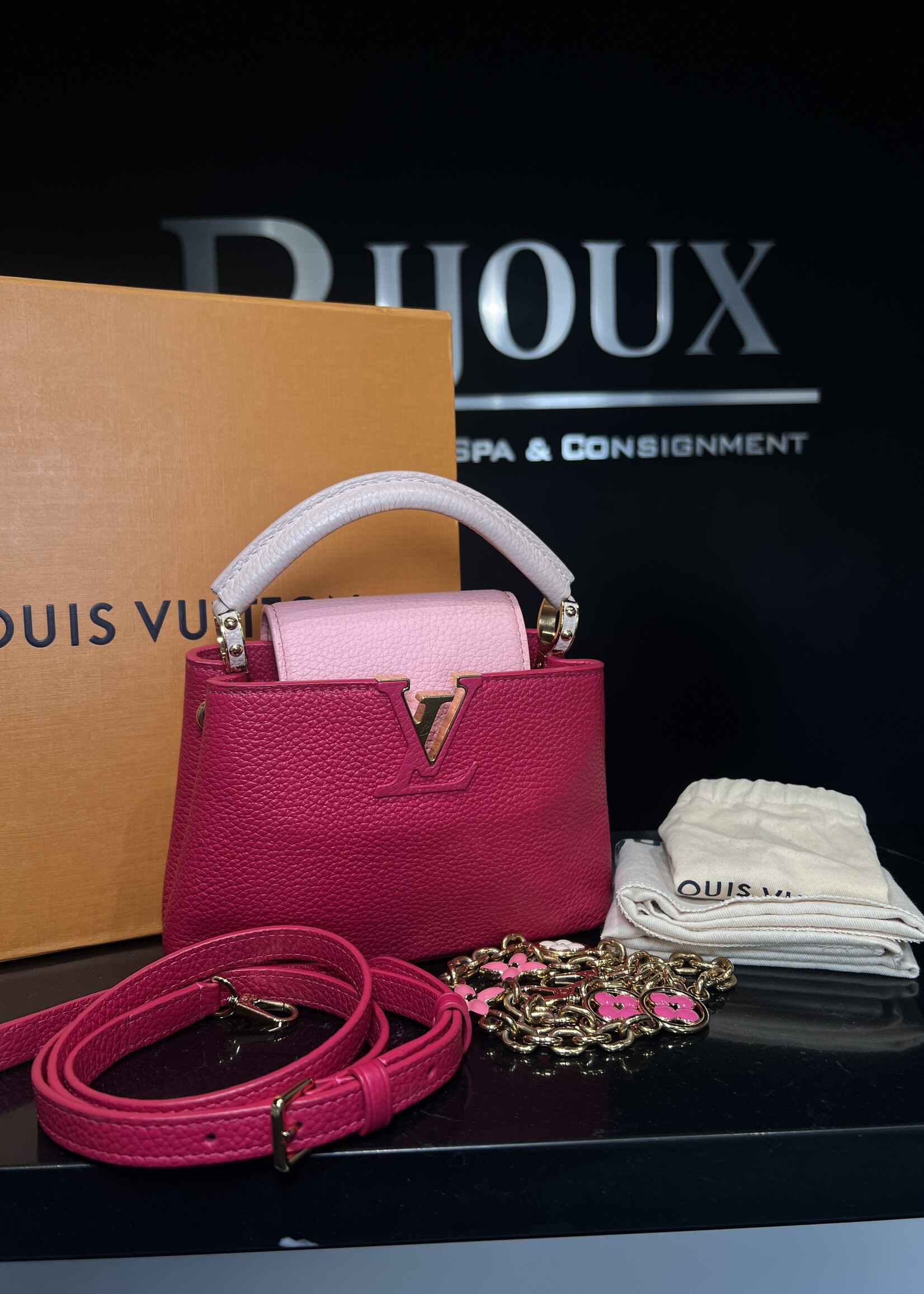 Louis Vuitton Louis Vuitton Rose Pondicherry Mini Capucines  Bag