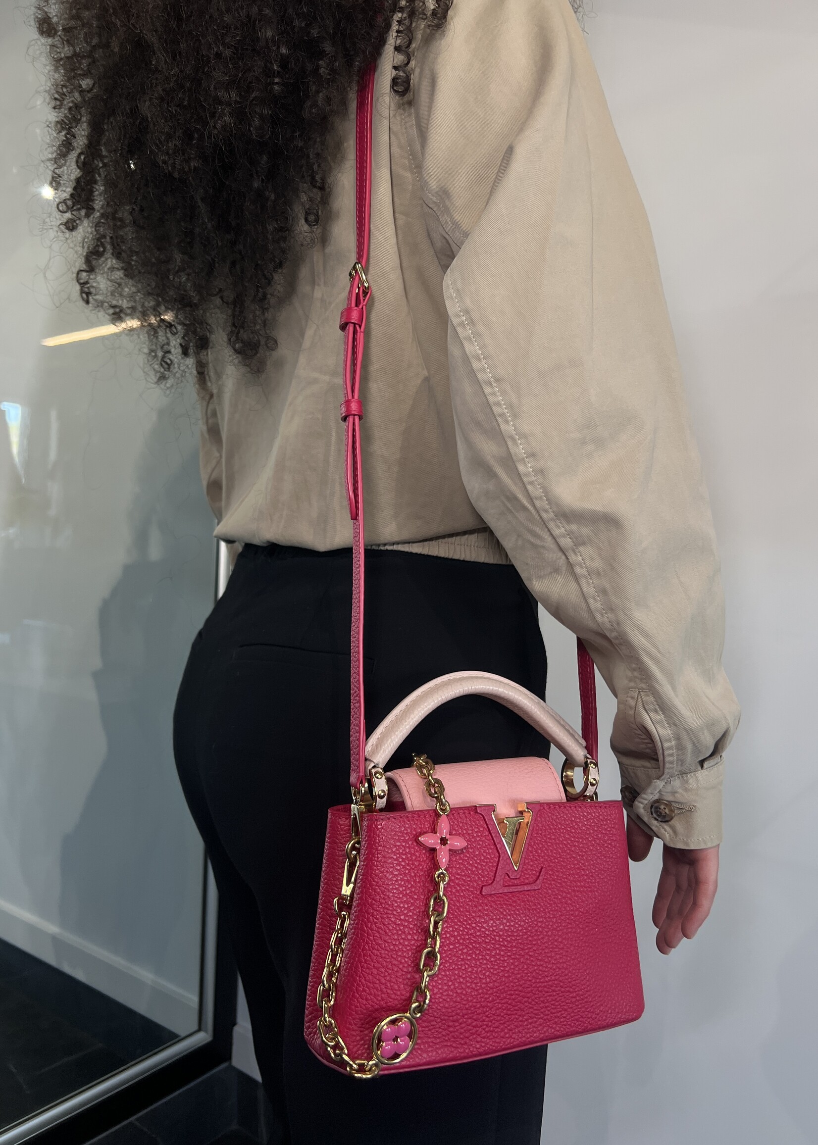 Louis Vuitton Louis Vuitton Rose Pondicherry Mini Capucines  Bag