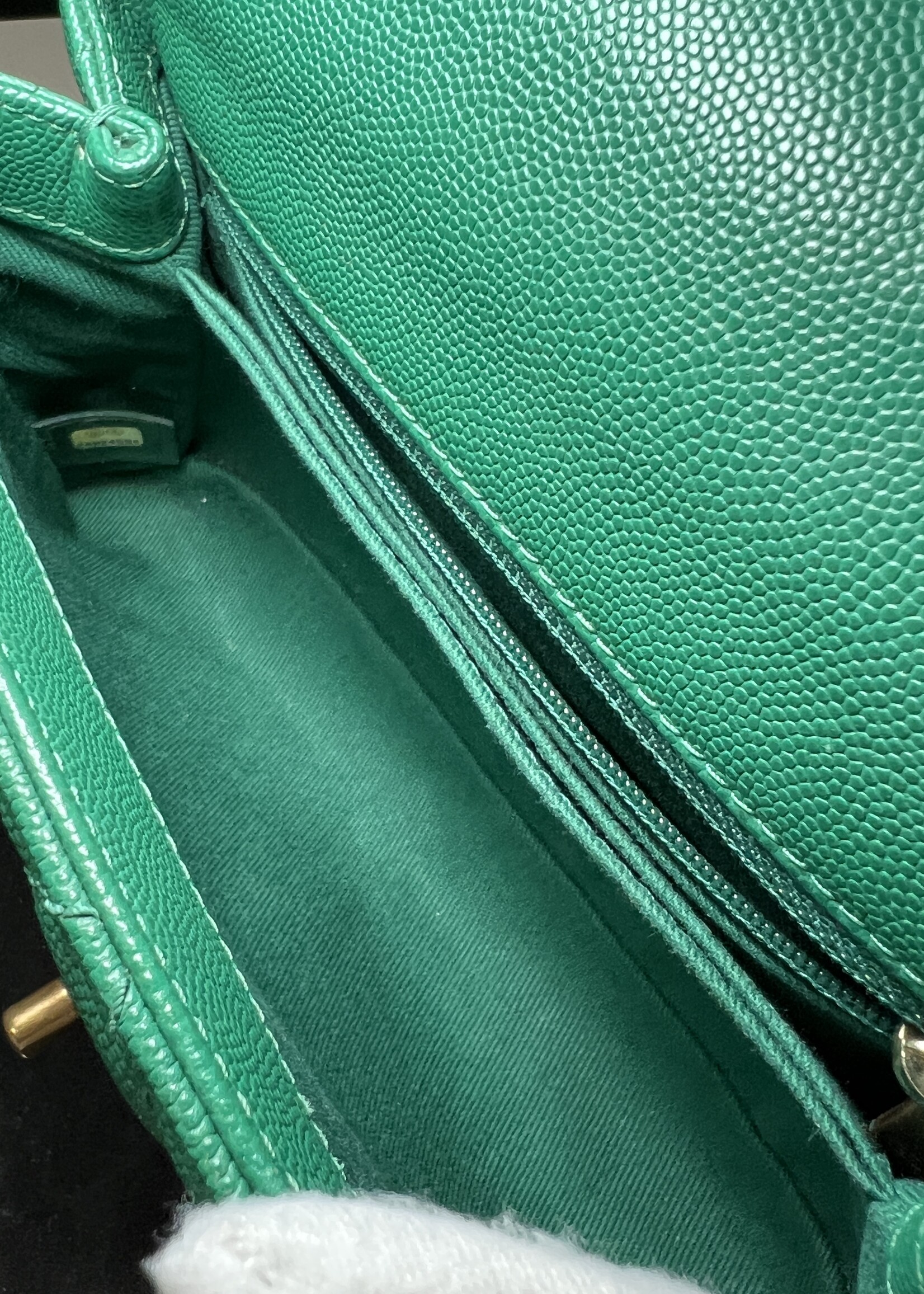 Chanel Chanel Small Coco Handle Caviar Green