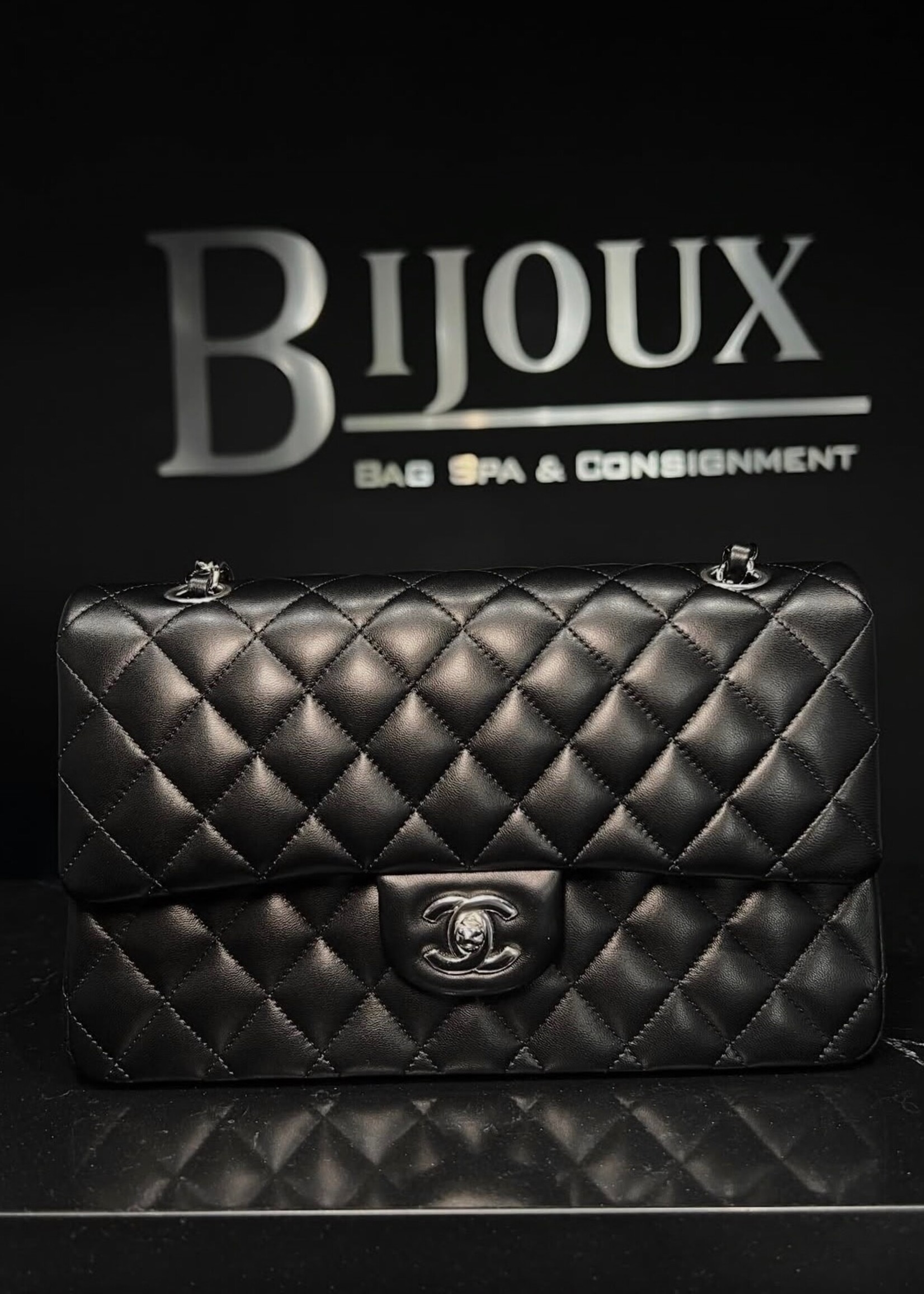 Chanel Chanel Lambskin Medium Double Flap Black SHW