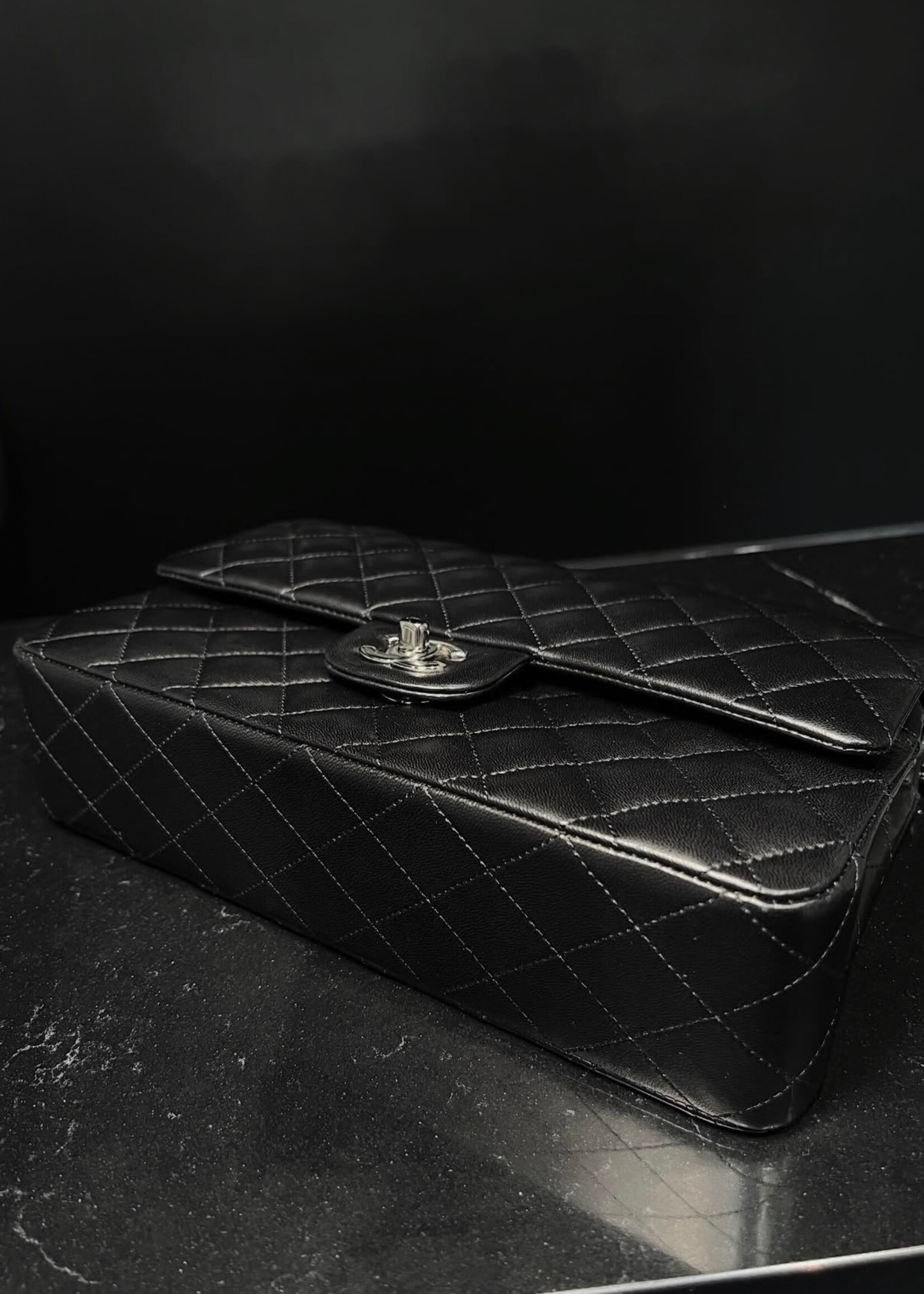 Chanel Chanel Lambskin Medium Double Flap Black SHW