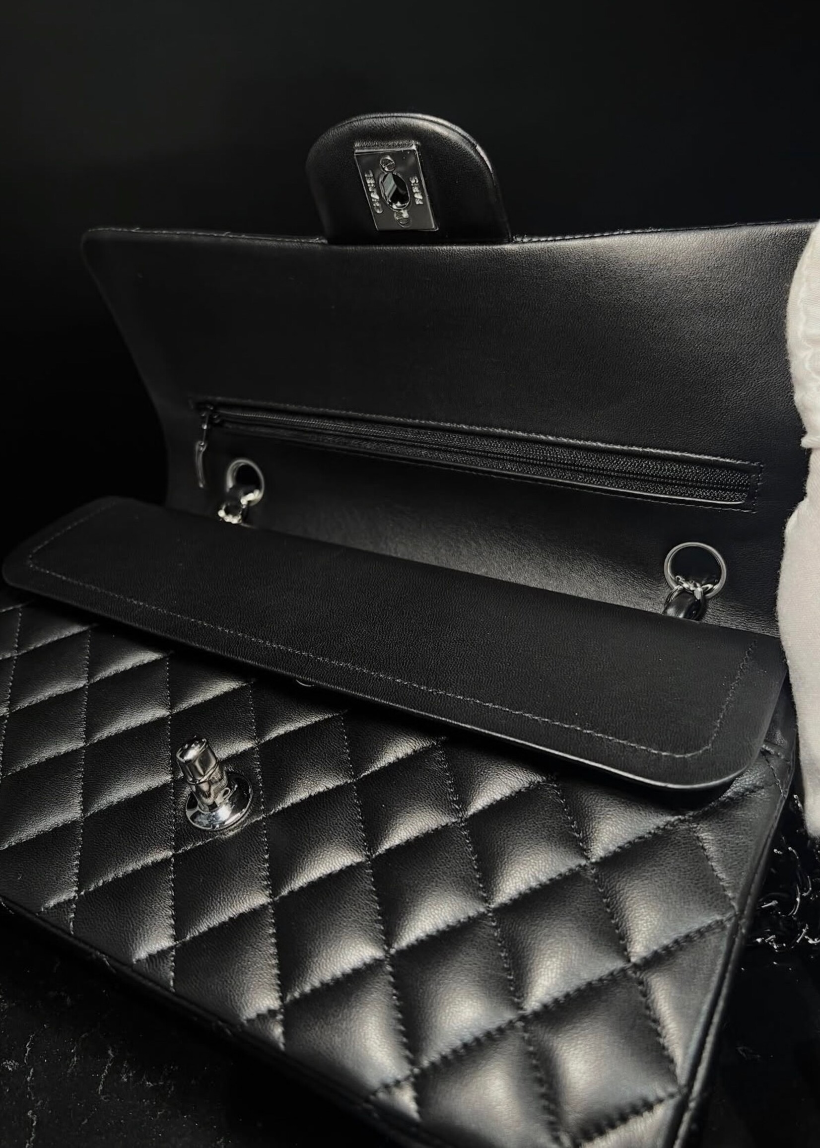 Chanel Chanel Lambskin Medium Double Flap Black SHW