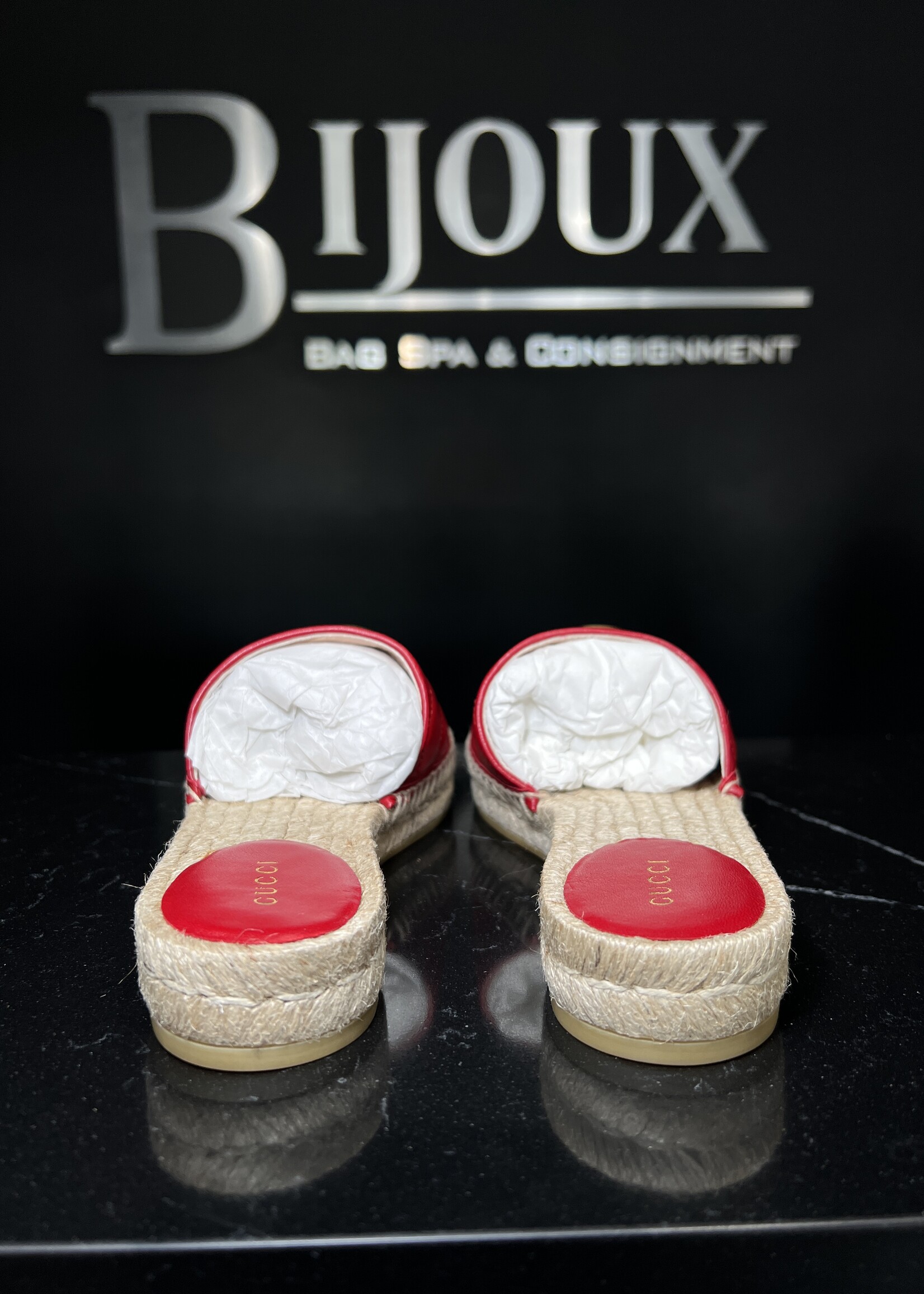 Gucci Gucci GG Marmont Espadrilles Red Slides - 36.5