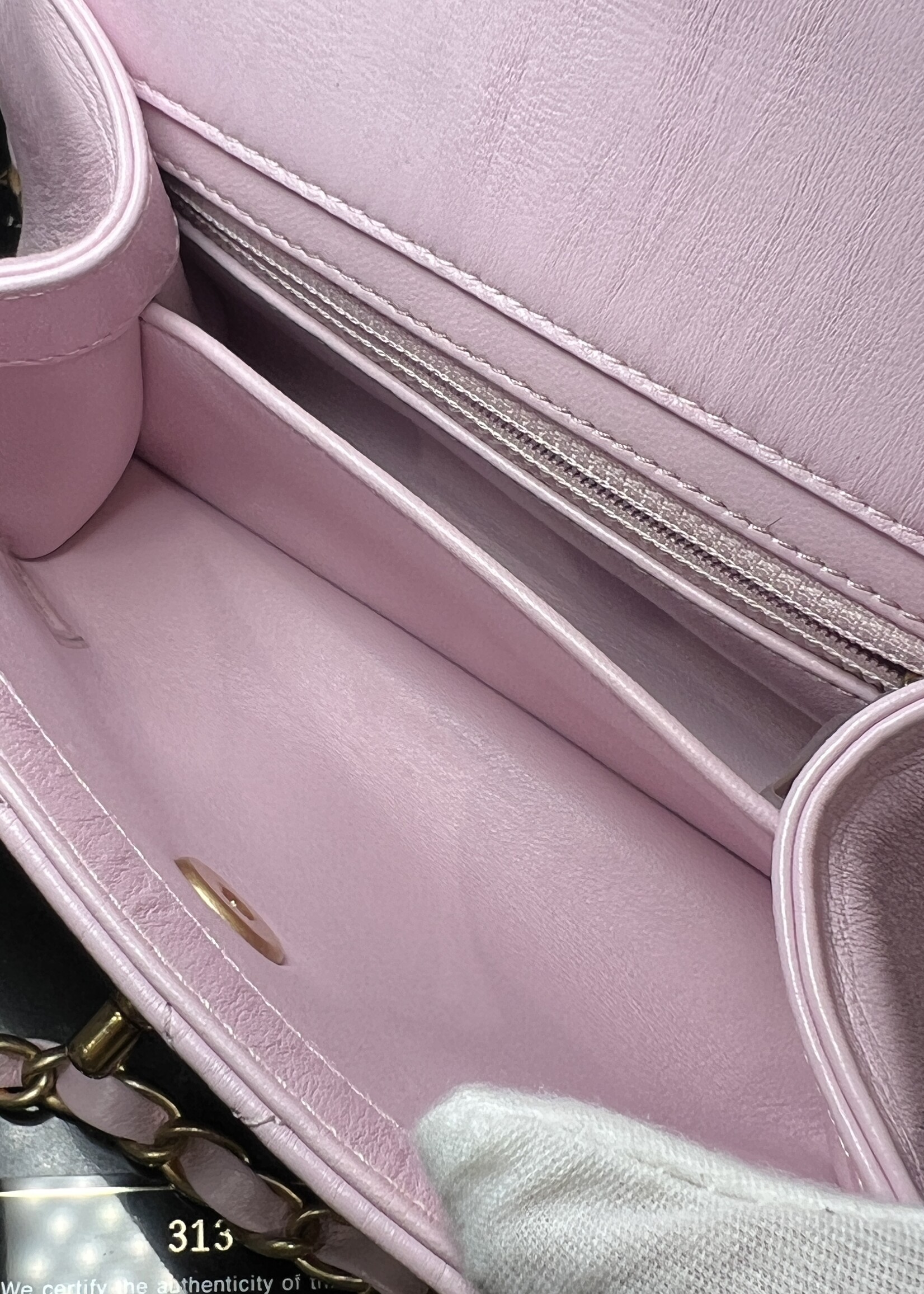 Chanel Chanel Crumpled Lambskin Quilted Lambskin Mini CC Light Pink Top Handle