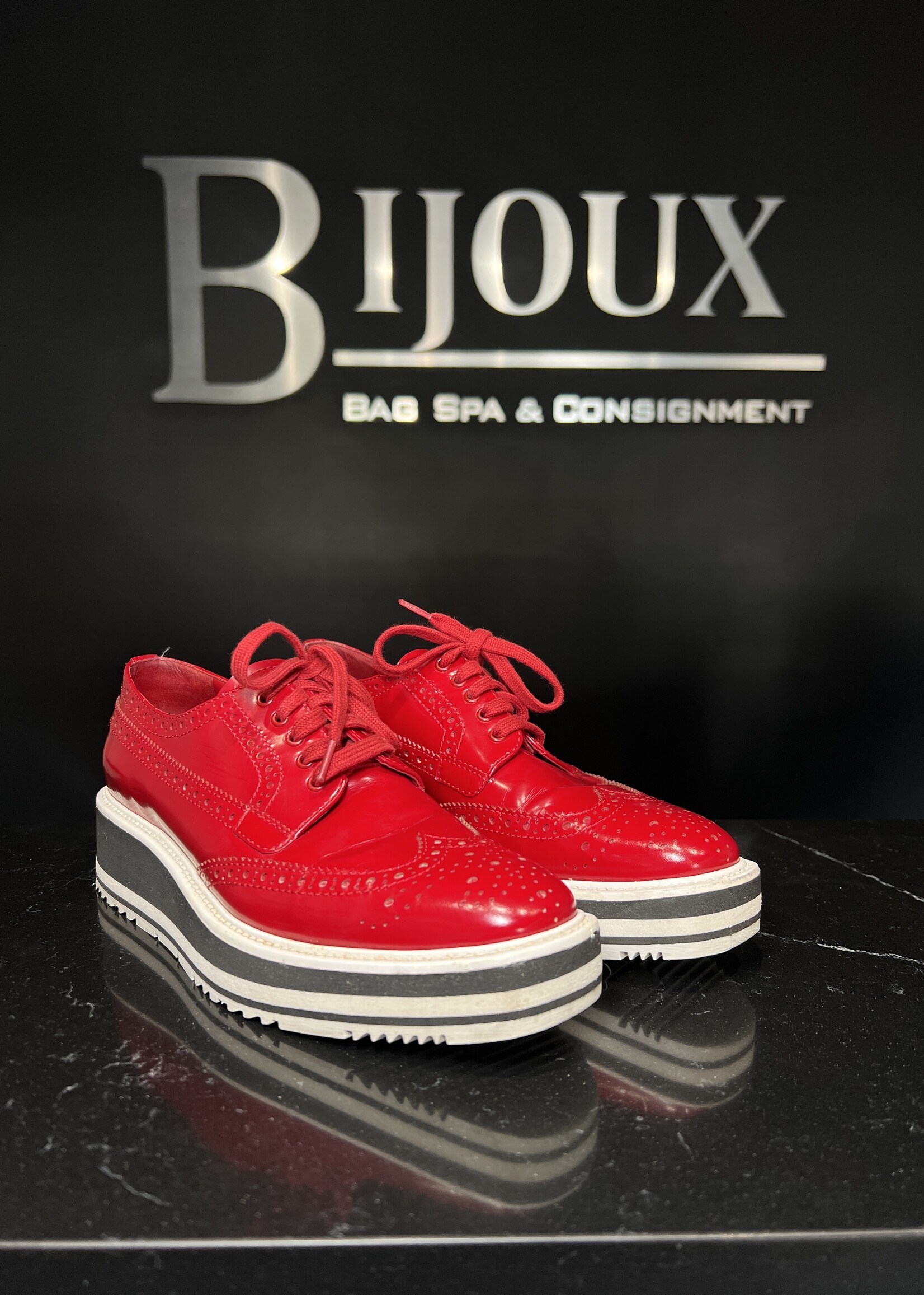Prada Prada Red Oxford Sneakers -37