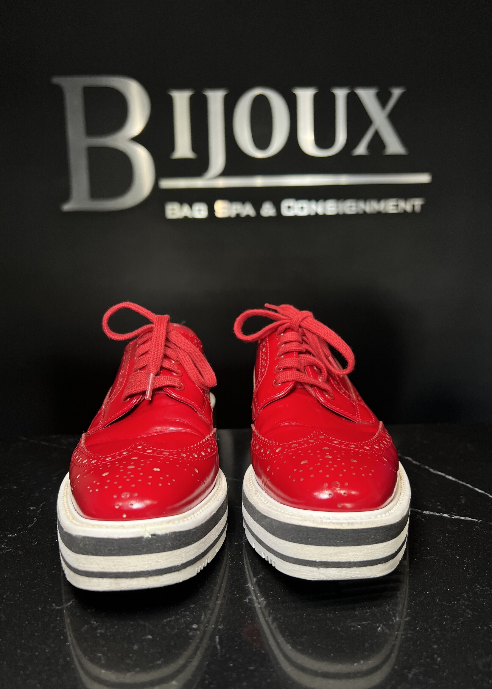 Prada Prada Red Oxford Sneakers -37