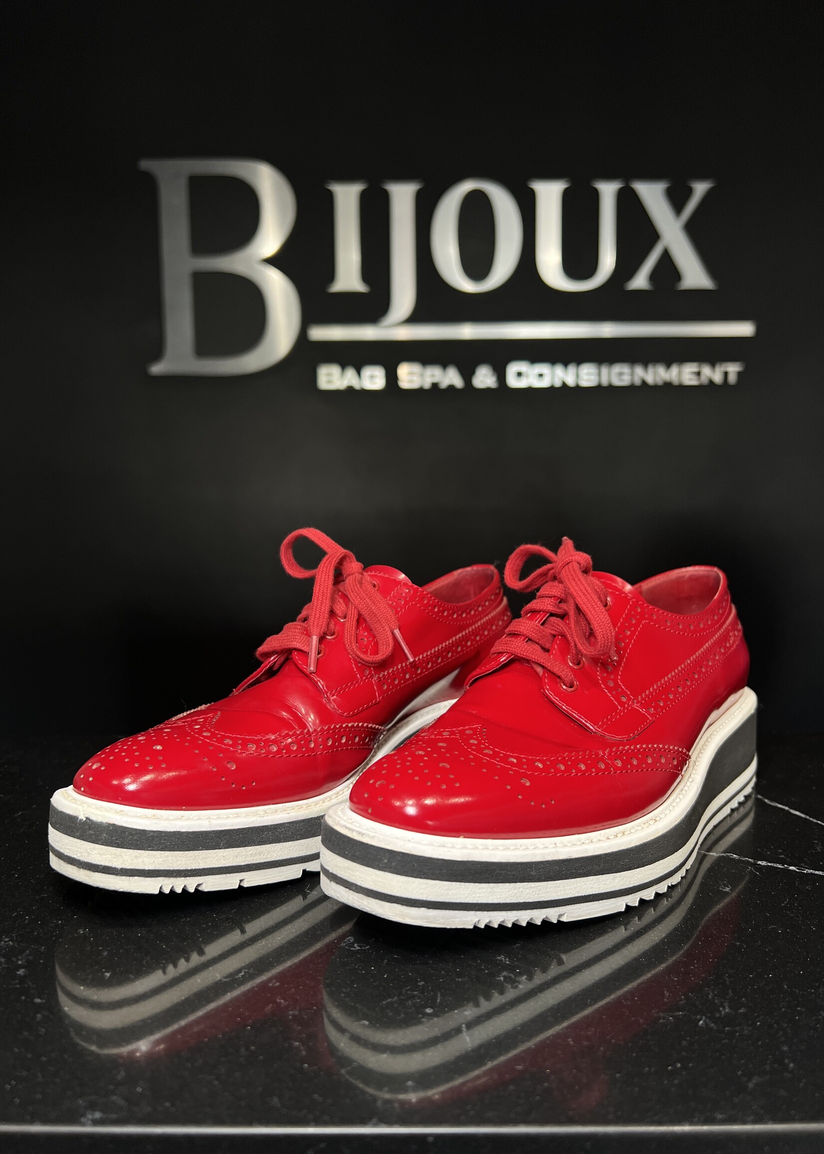 Prada Prada Red Oxford Sneakers -37