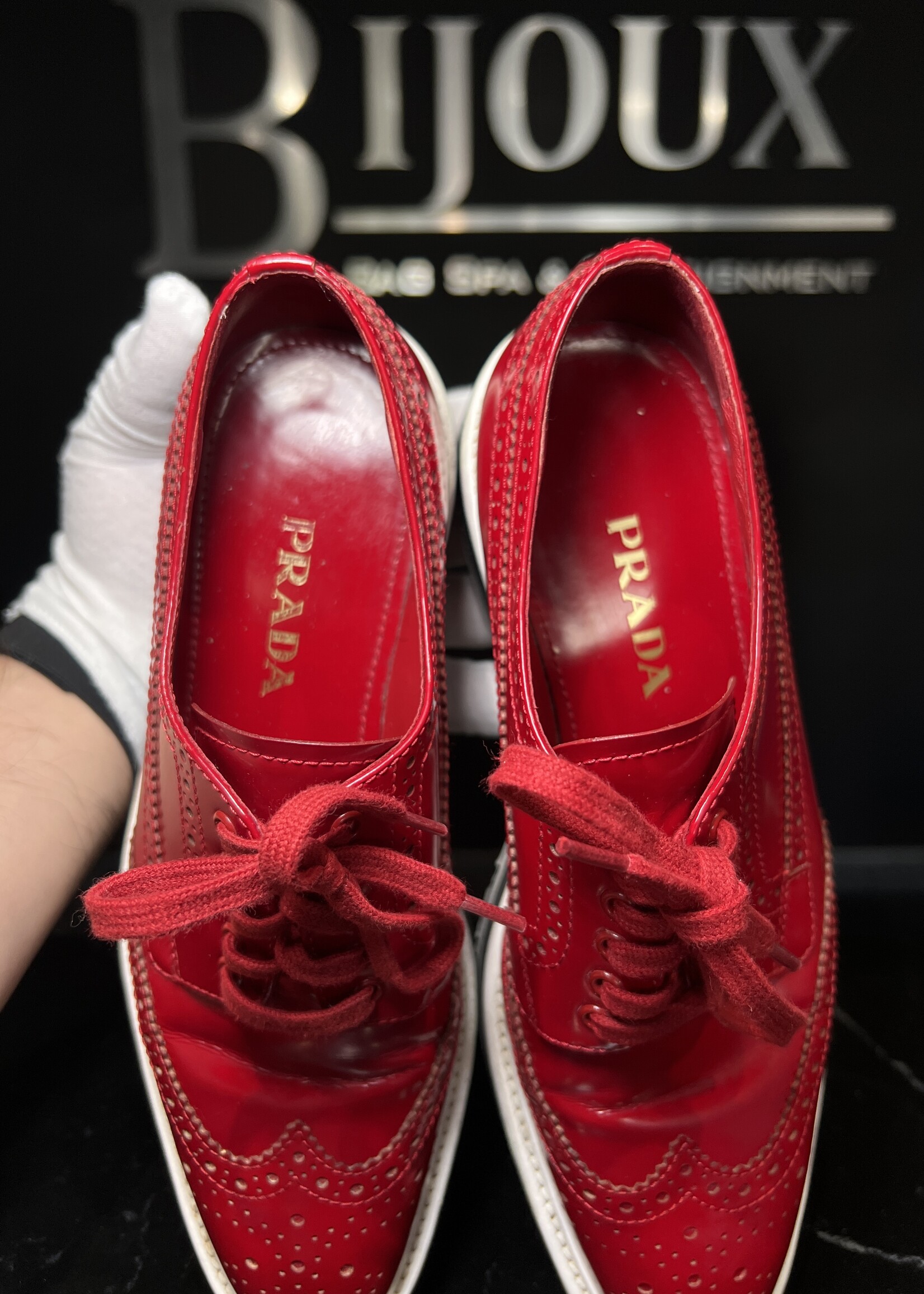 Prada Prada Red Oxford Sneakers -37
