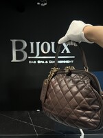 Chanel SOLD- Chanel Dark Brown Quilted Kisslock Frame Bag