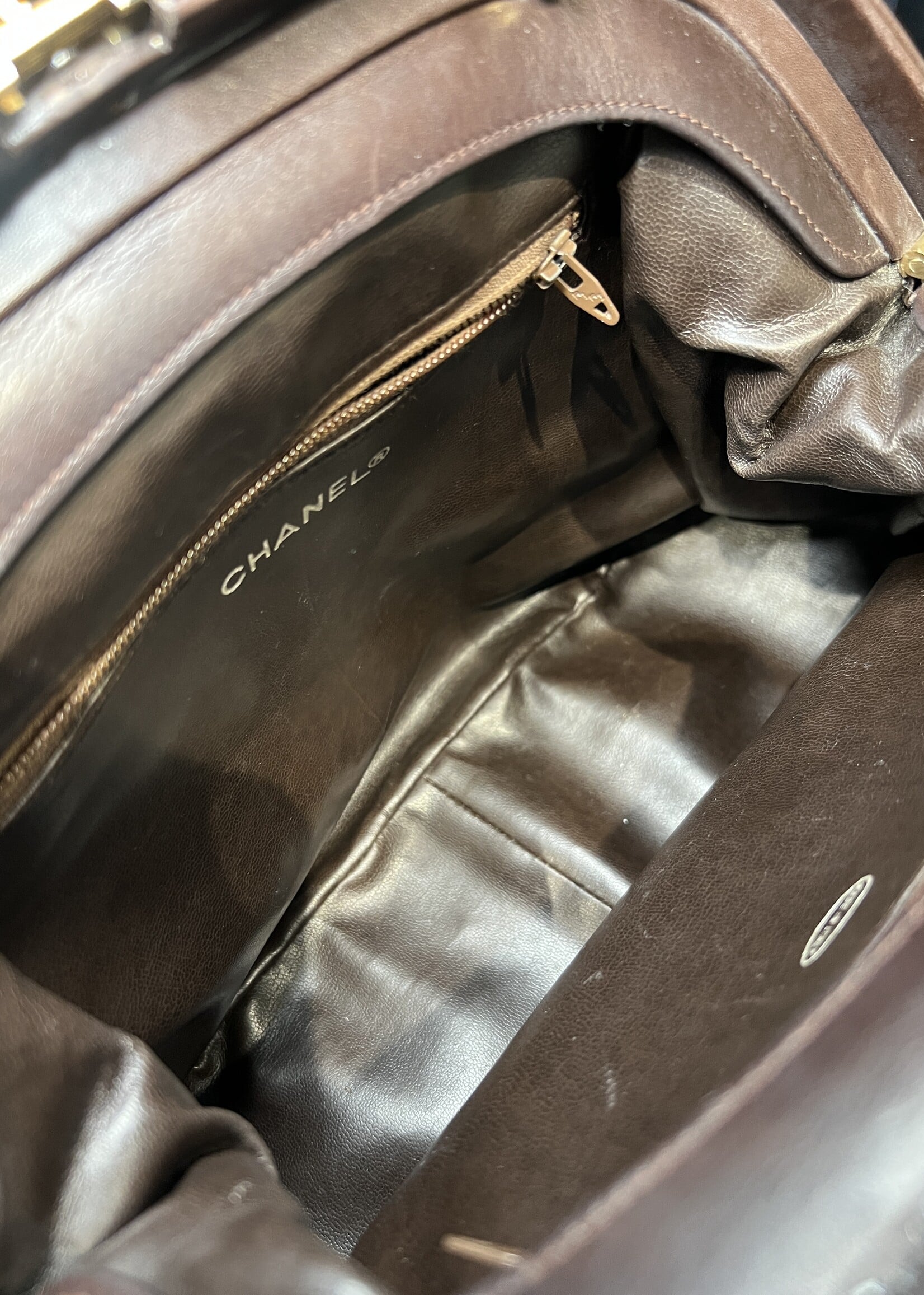 Chanel SOLD- Chanel Dark Brown Quilted Kisslock Frame Bag