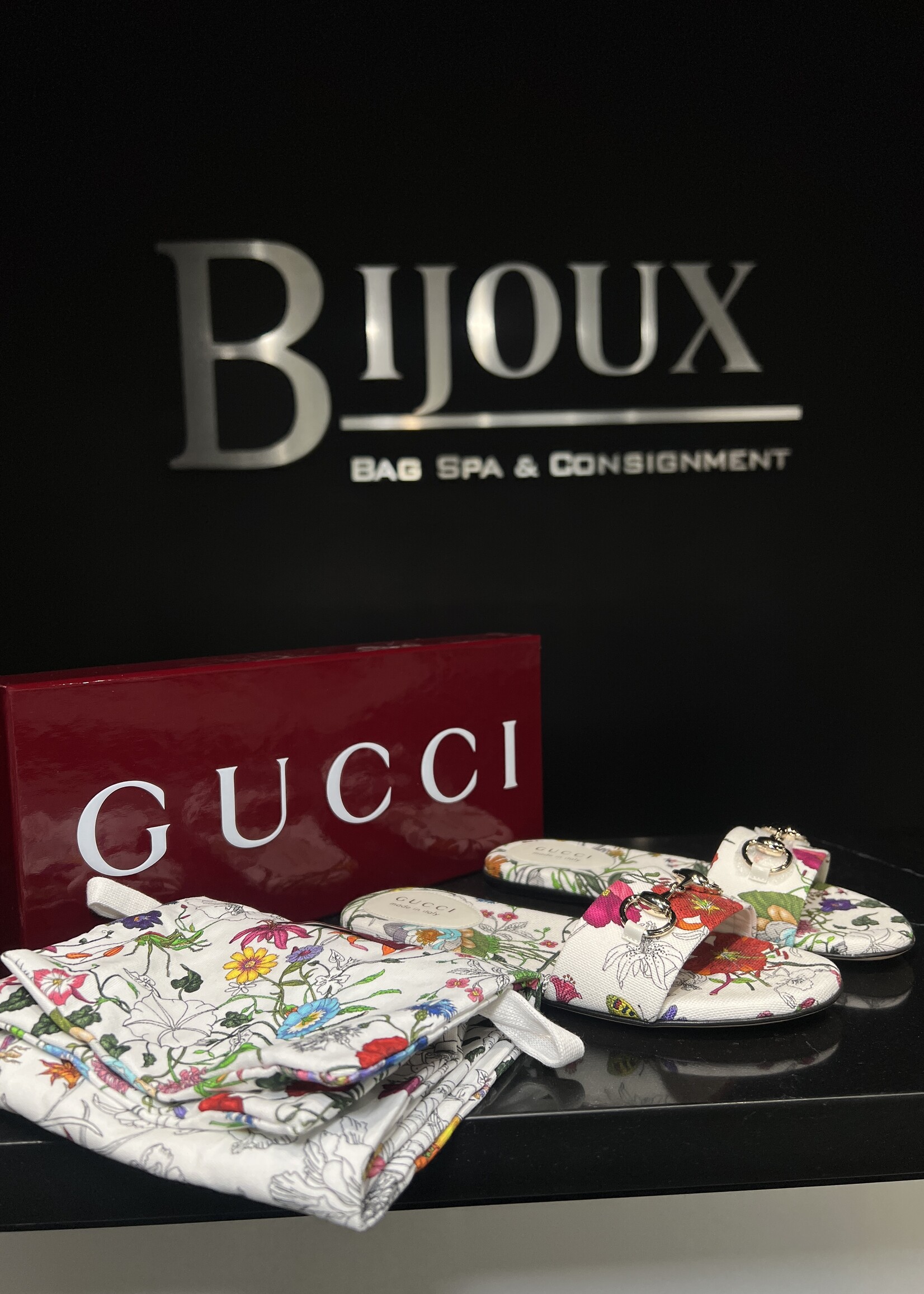 Gucci Gucci Floral Horsebit Sandals -36