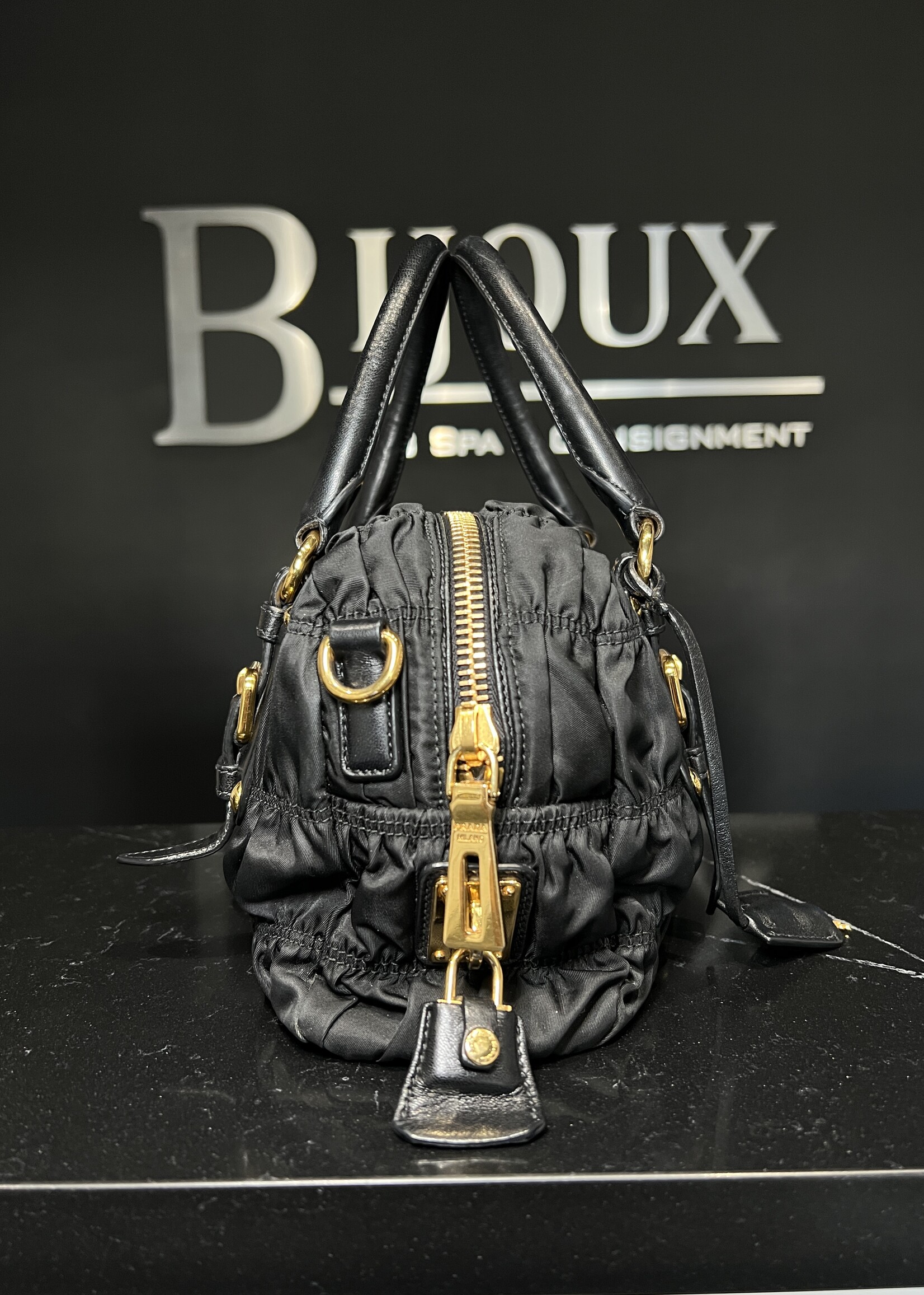 Prada Prada Tessuto Gaufre Nylon Ruched Crossbody