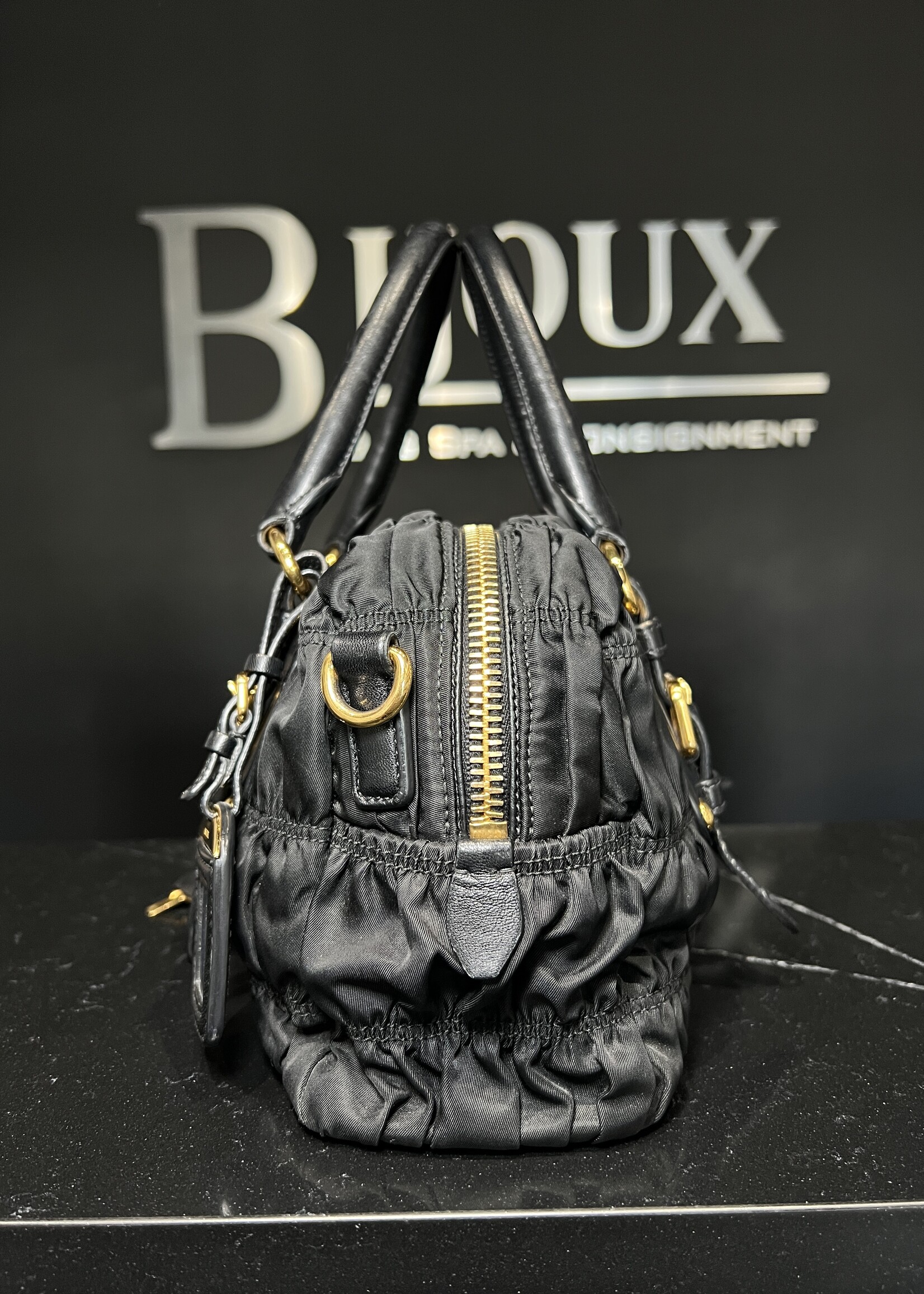 Prada Prada Tessuto Gaufre Nylon Ruched Crossbody