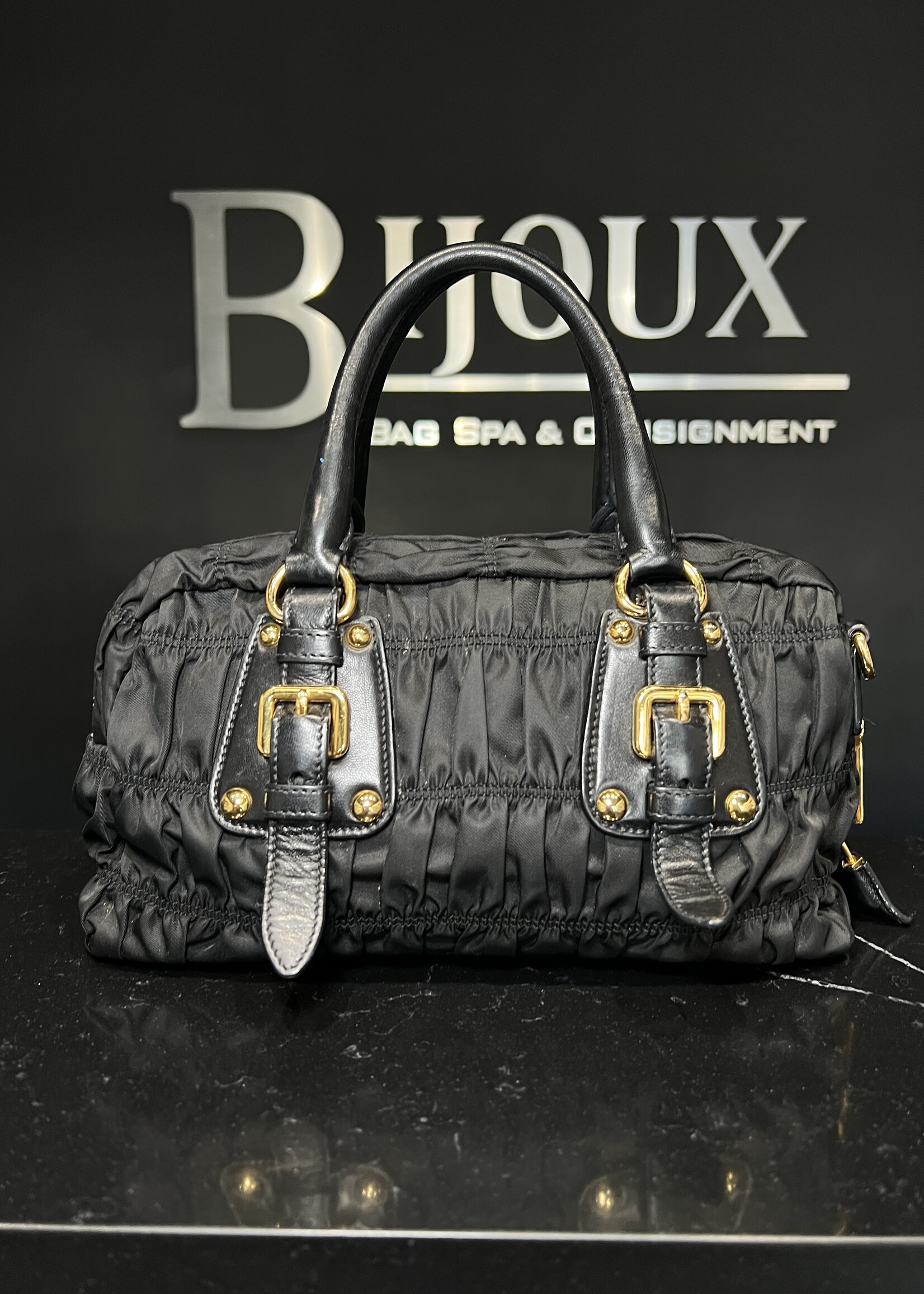 Prada Prada Tessuto Gaufre Nylon Ruched Crossbody