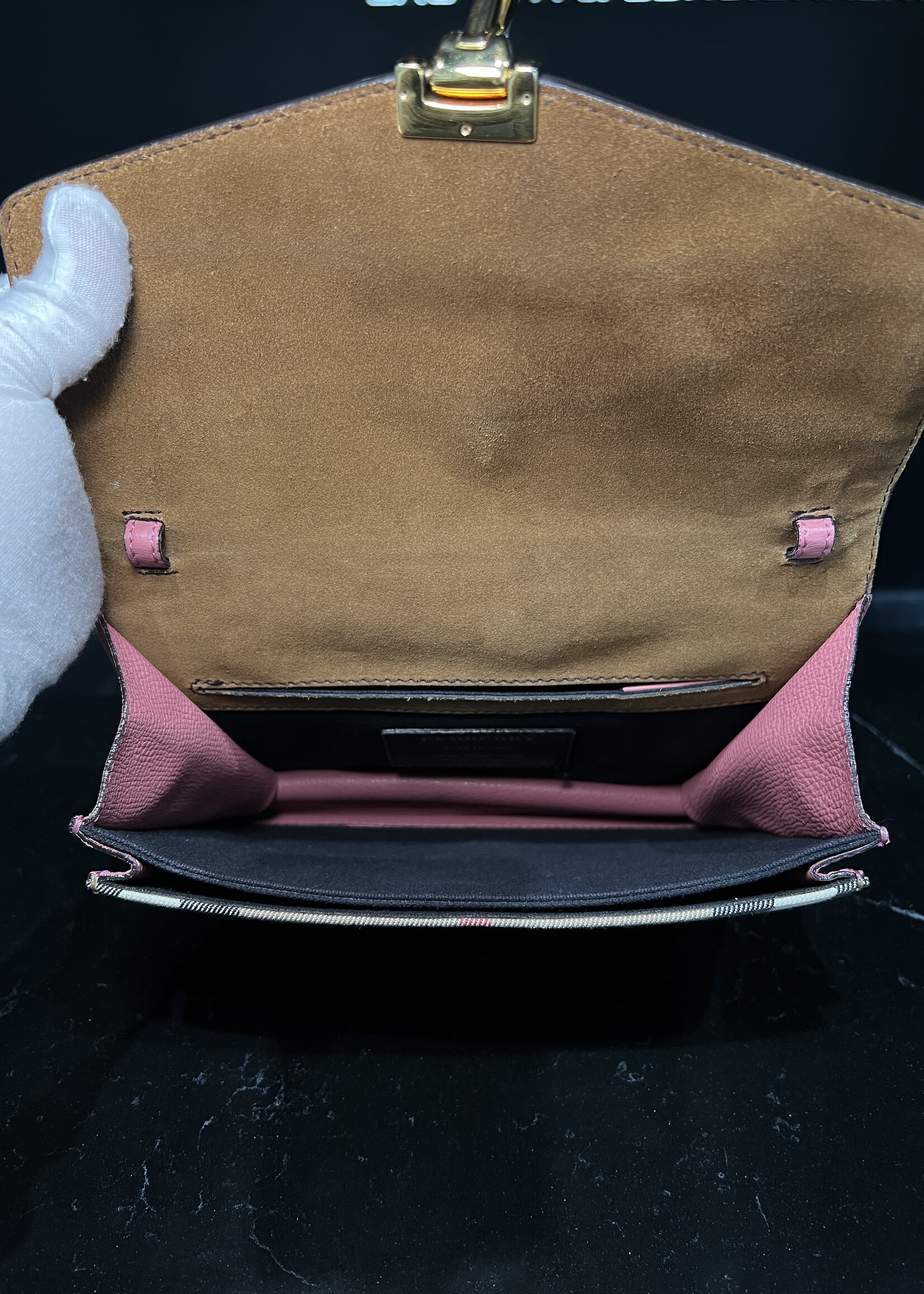 Burberry Burberry Macken Leather House Check Canvas Crossbody