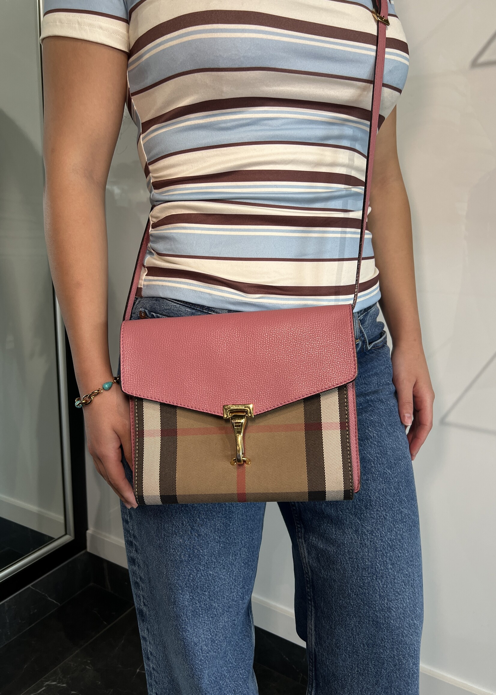 Burberry Burberry Macken Leather House Check Canvas Crossbody
