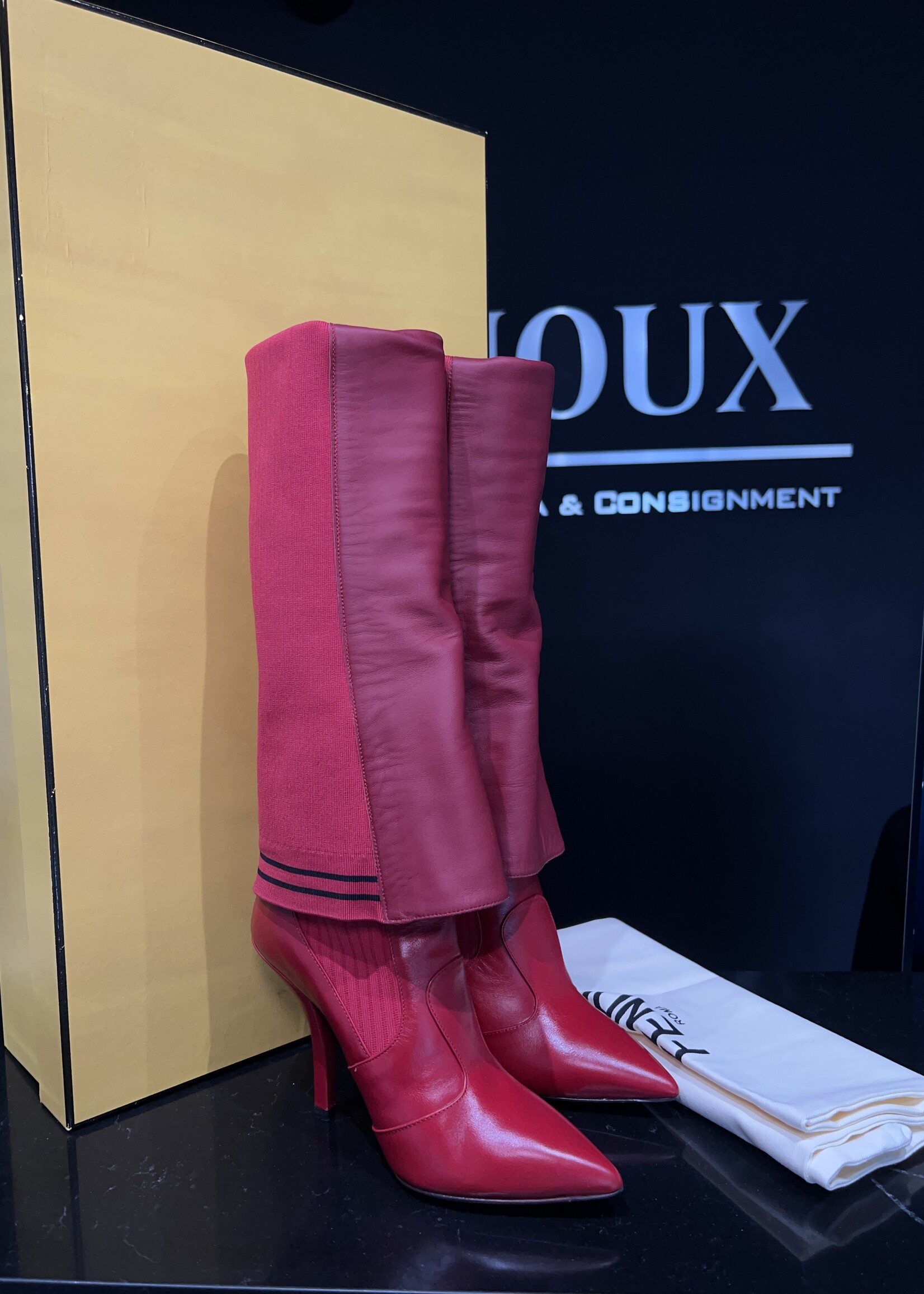 Fendi Fendi Leather Sock Boots - 36