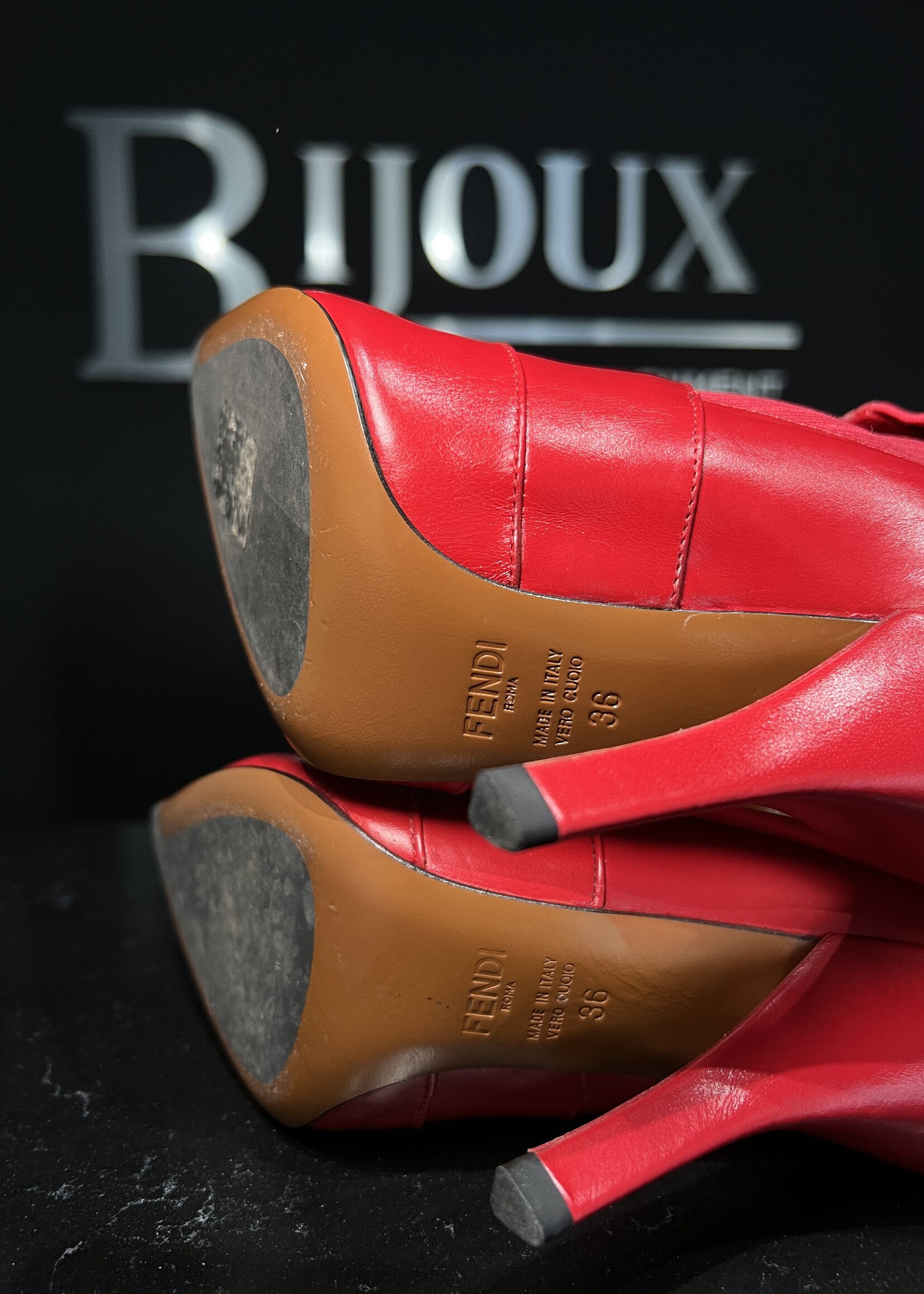 Fendi Fendi Leather Sock Boots - 36