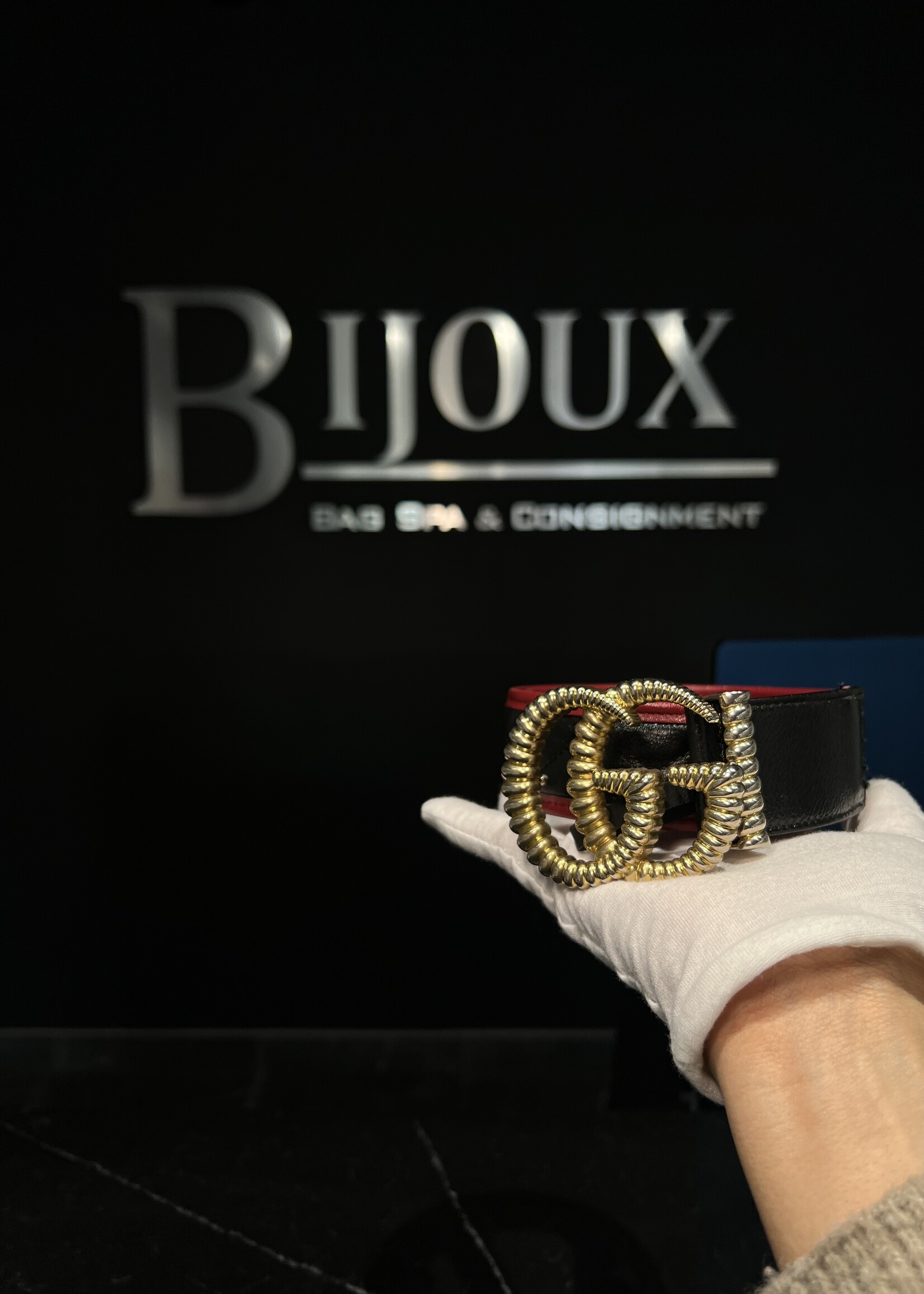 Gucci Gucci Double G Black and Red Belt -85