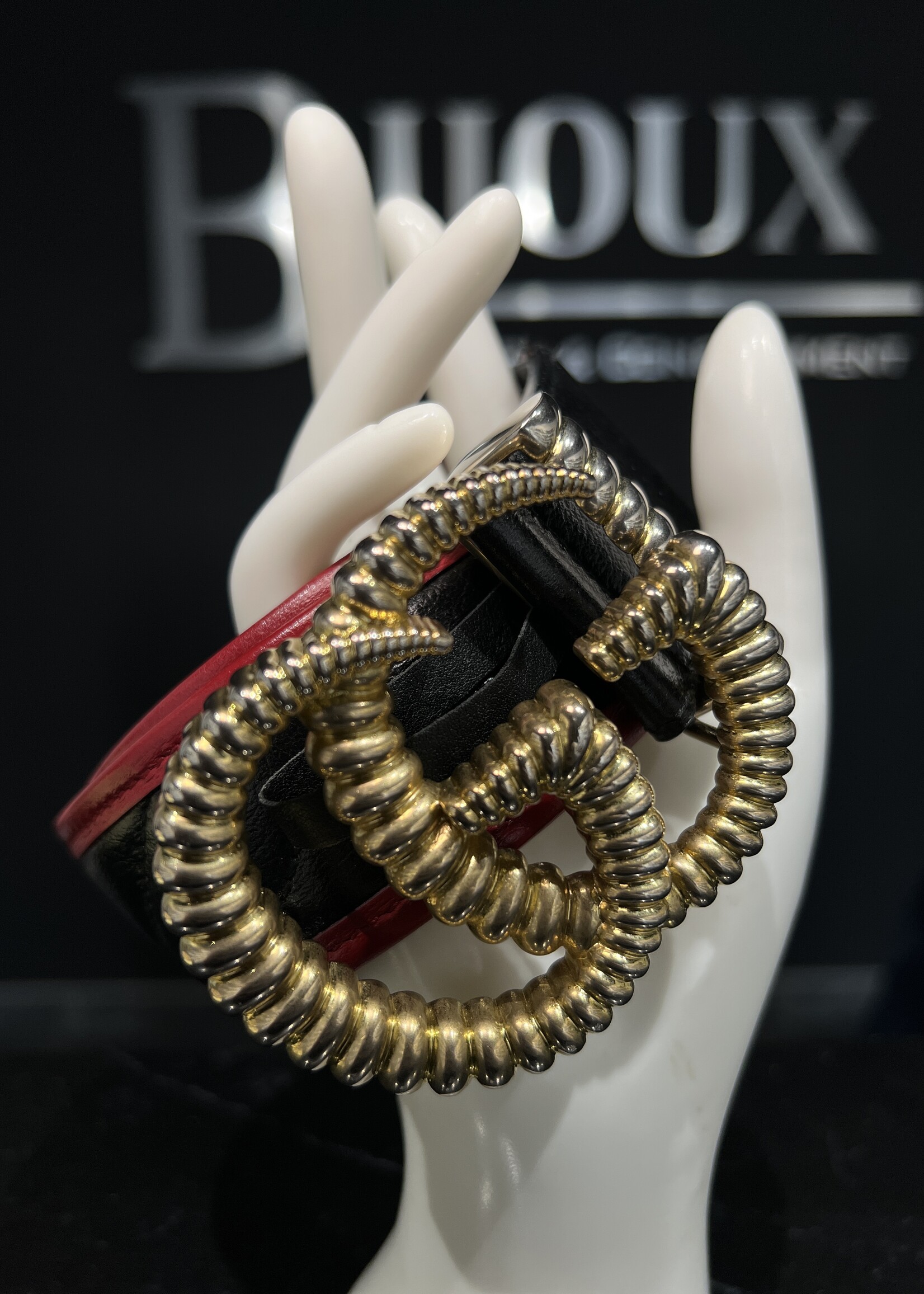Gucci Gucci Double G Black and Red Belt -85