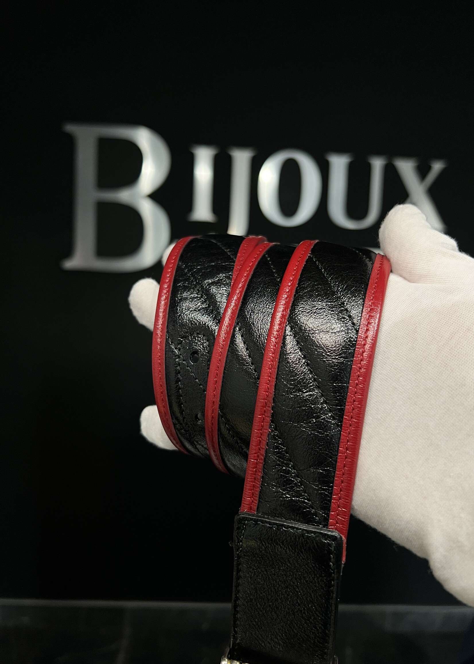 Gucci Gucci Double G Black and Red Belt -85