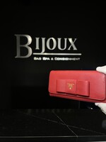 Prada Prada Red Saffiano Continental Bow Wallet