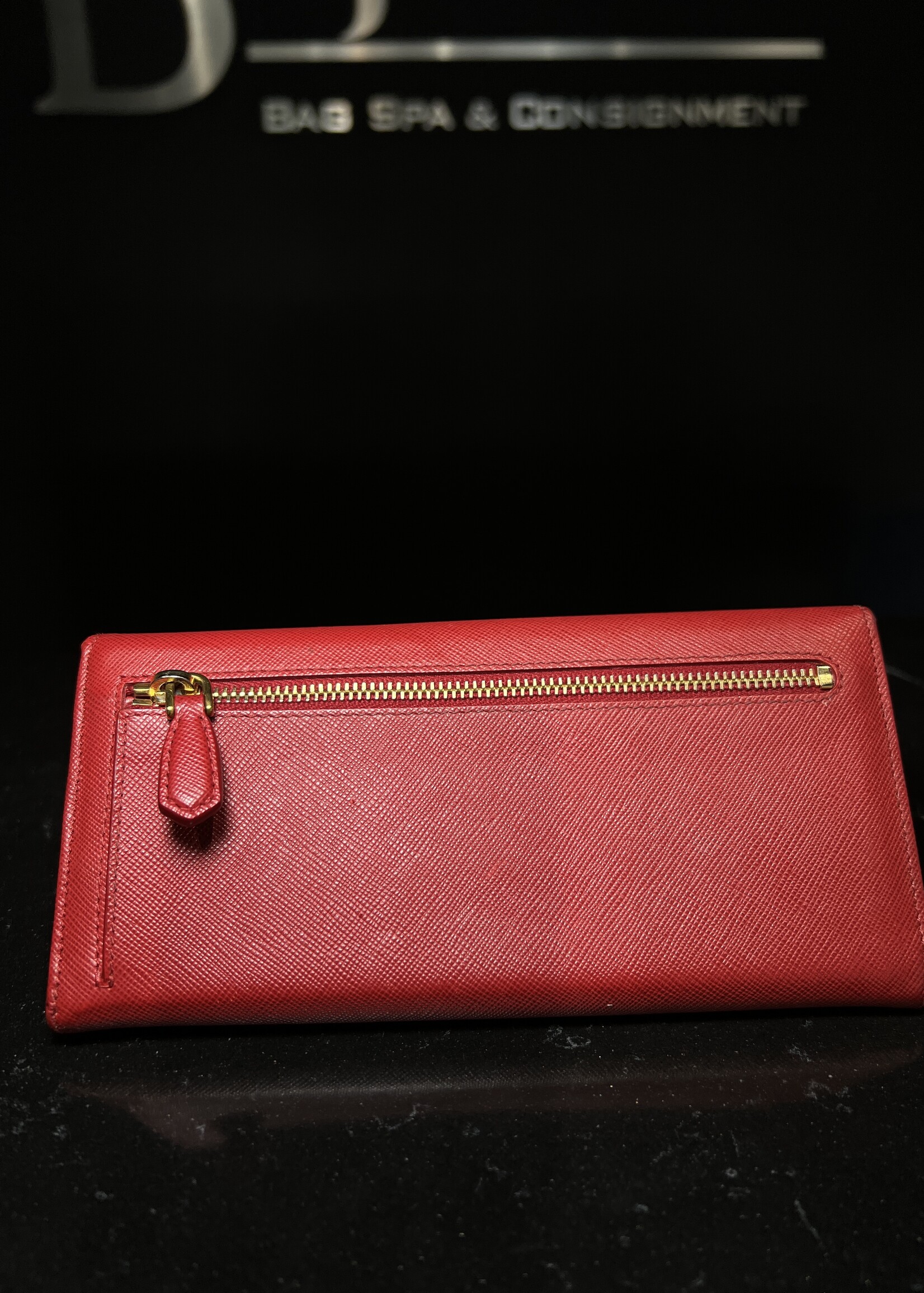 Prada Prada Red Saffiano Continental Bow Wallet
