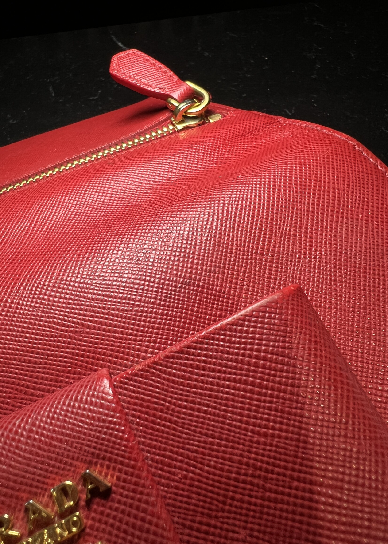 Prada Prada Red Saffiano Continental Bow Wallet