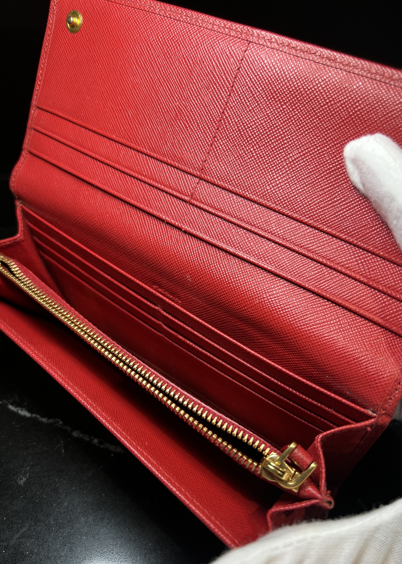Prada Prada Red Saffiano Continental Bow Wallet