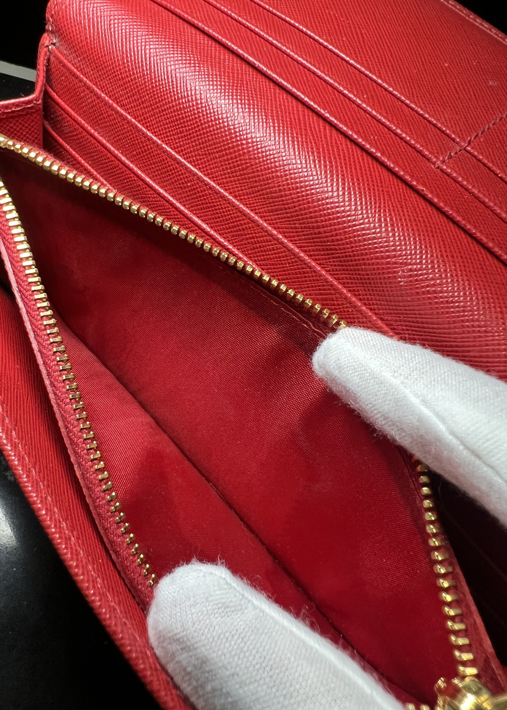 Prada Prada Red Saffiano Continental Bow Wallet