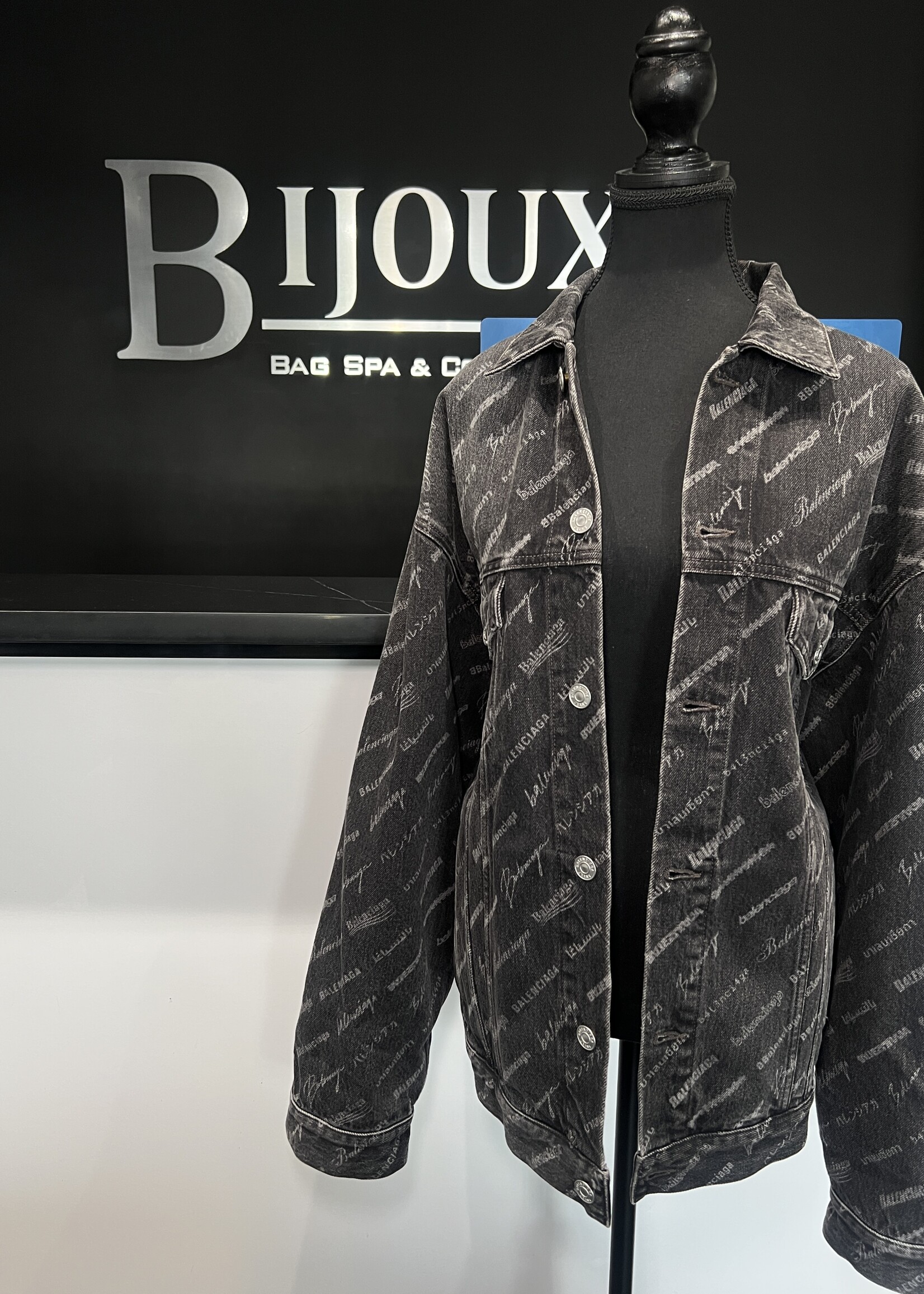 Balenciaga Balenciaga Logo Printed Denim Jacket- XS