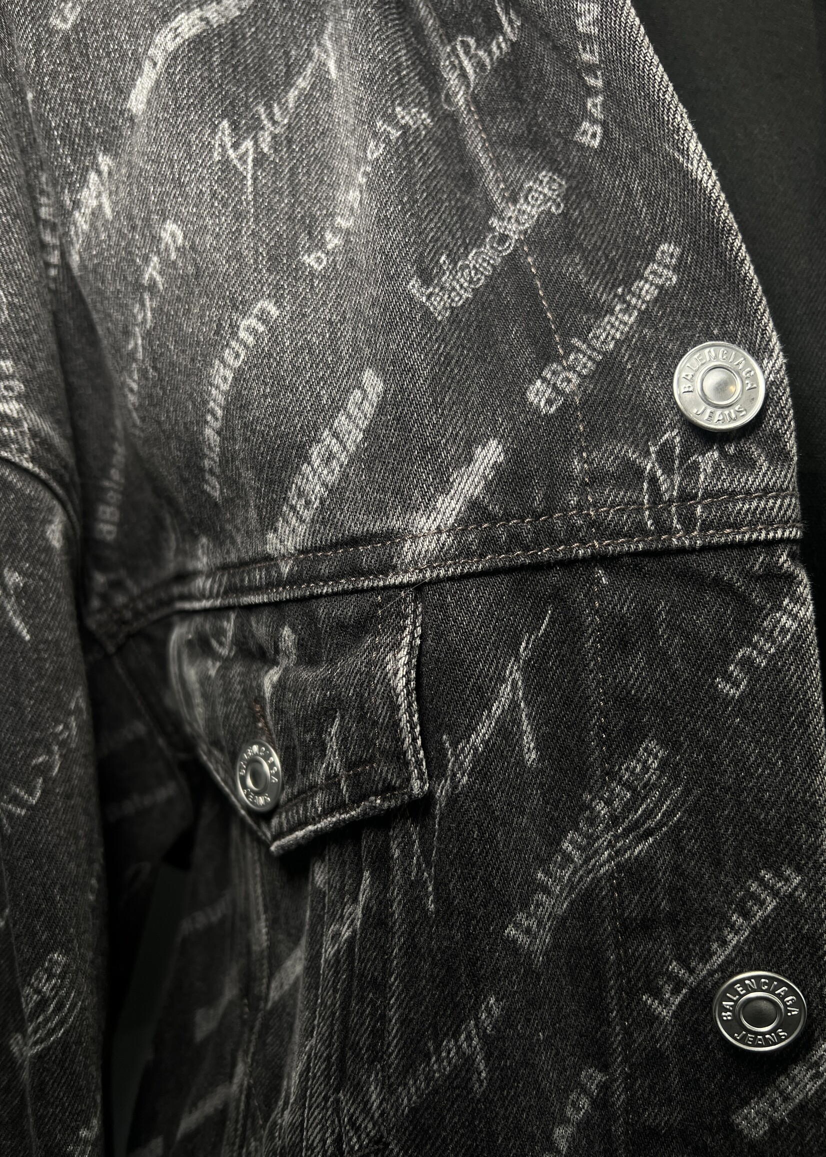 Balenciaga Balenciaga Logo Printed Denim Jacket- XS