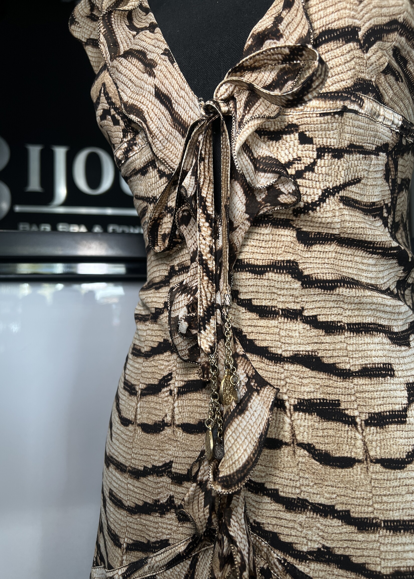 Roberto Cavalli 2004  Zebra Silk Midi Dress