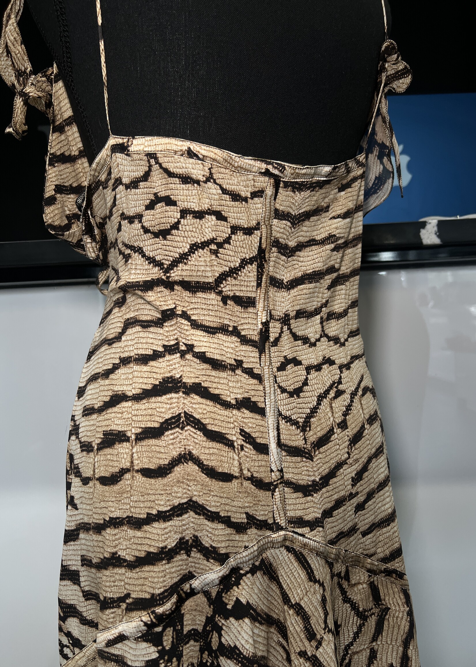 Roberto Cavalli 2004  Zebra Silk Midi Dress