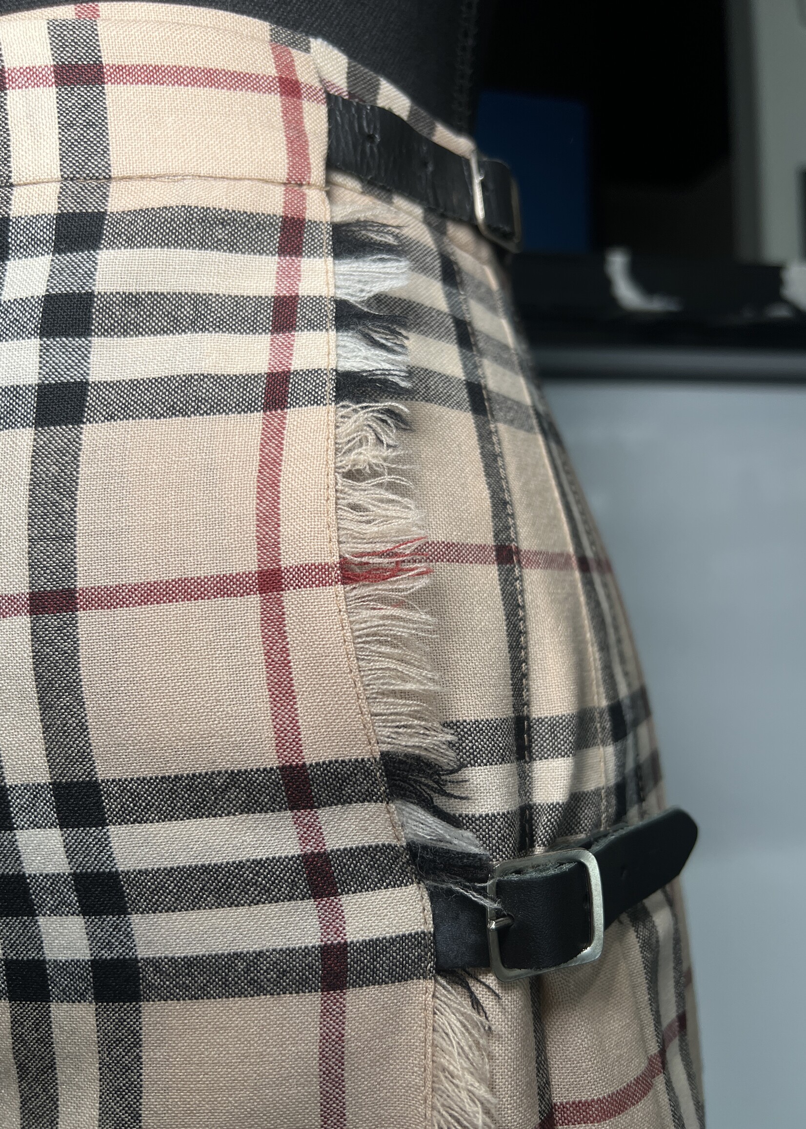 Burberry SOLD- Burberry Nova Check Pleated Wool Skirt  - US 4