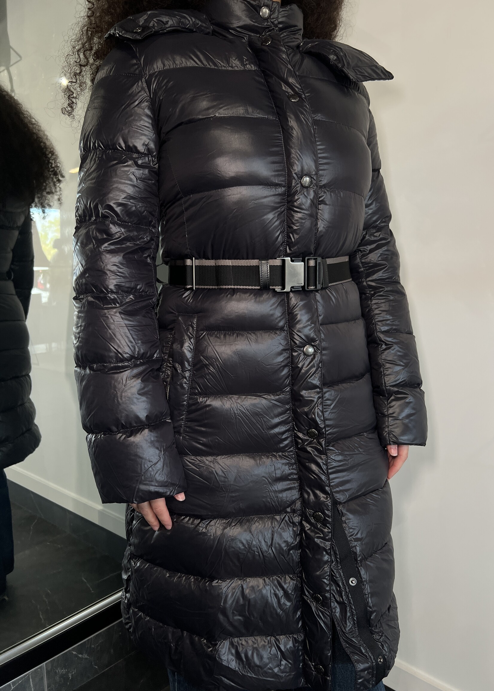 Prada Prada Blue Belted Down Puffer Jacket -40