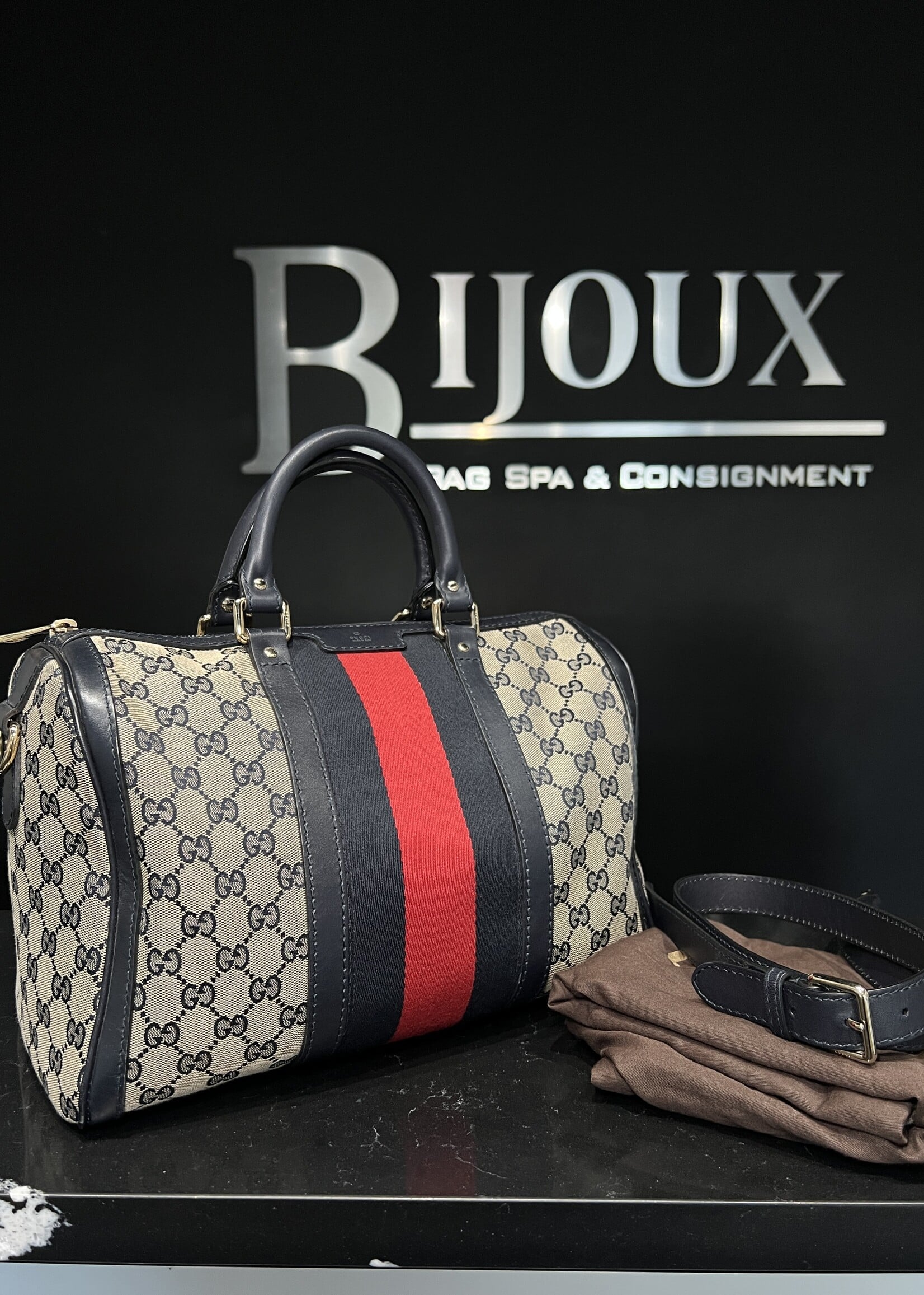 Gucci Gucci Navy GG Canvas Boston Bowler