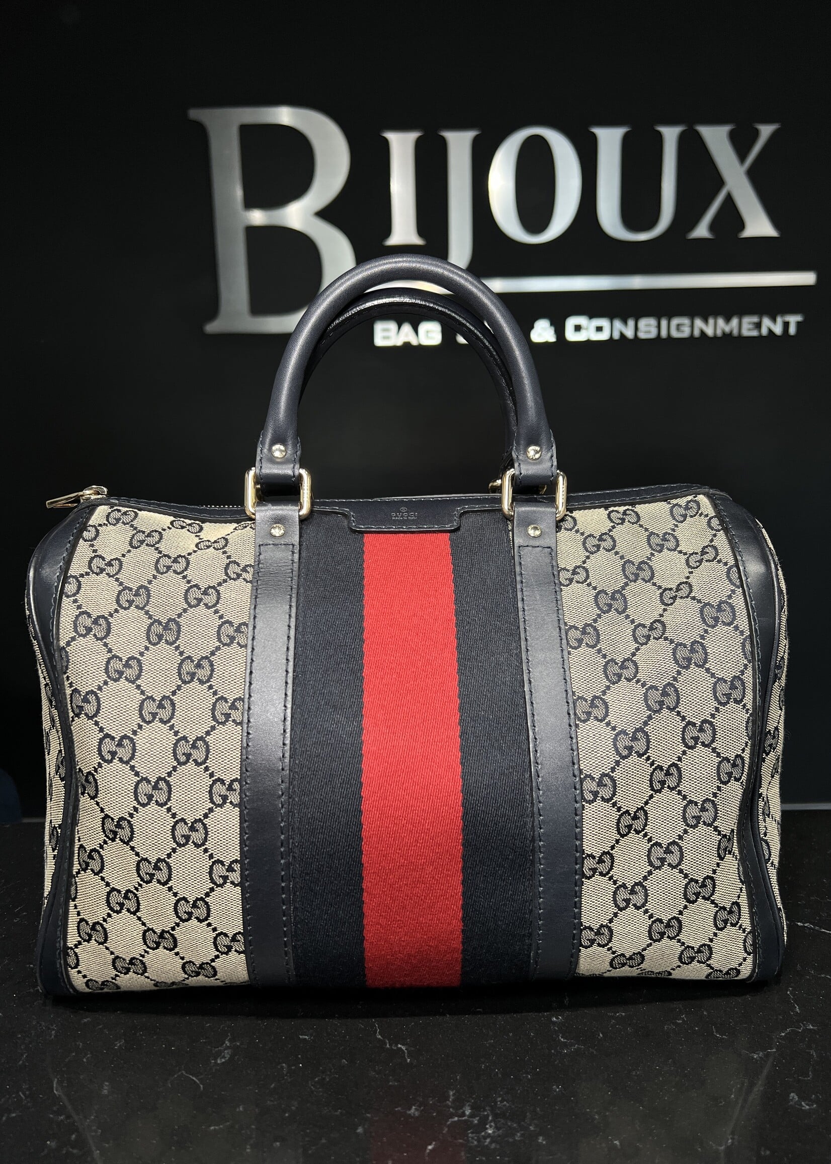 Gucci Gucci Navy GG Canvas Boston Bowler