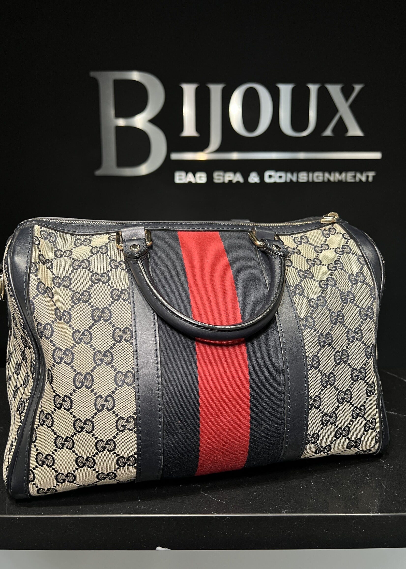 Gucci Gucci Navy GG Canvas Boston Bowler