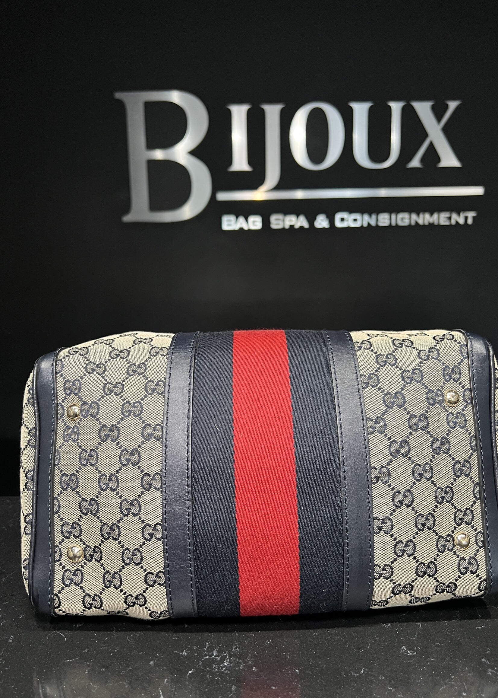 Gucci Gucci Navy GG Canvas Boston Bowler