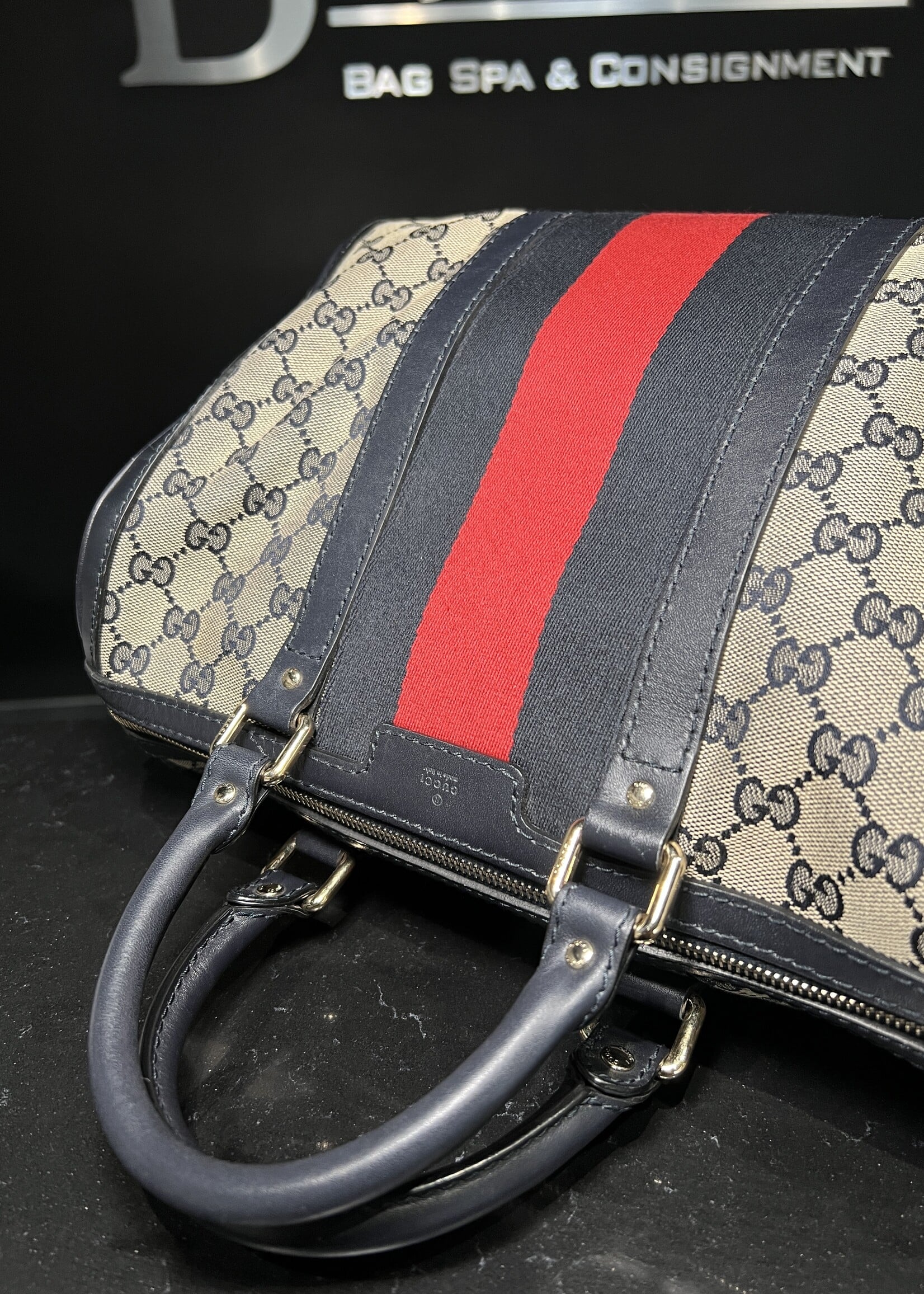 Gucci Gucci Navy GG Canvas Boston Bowler